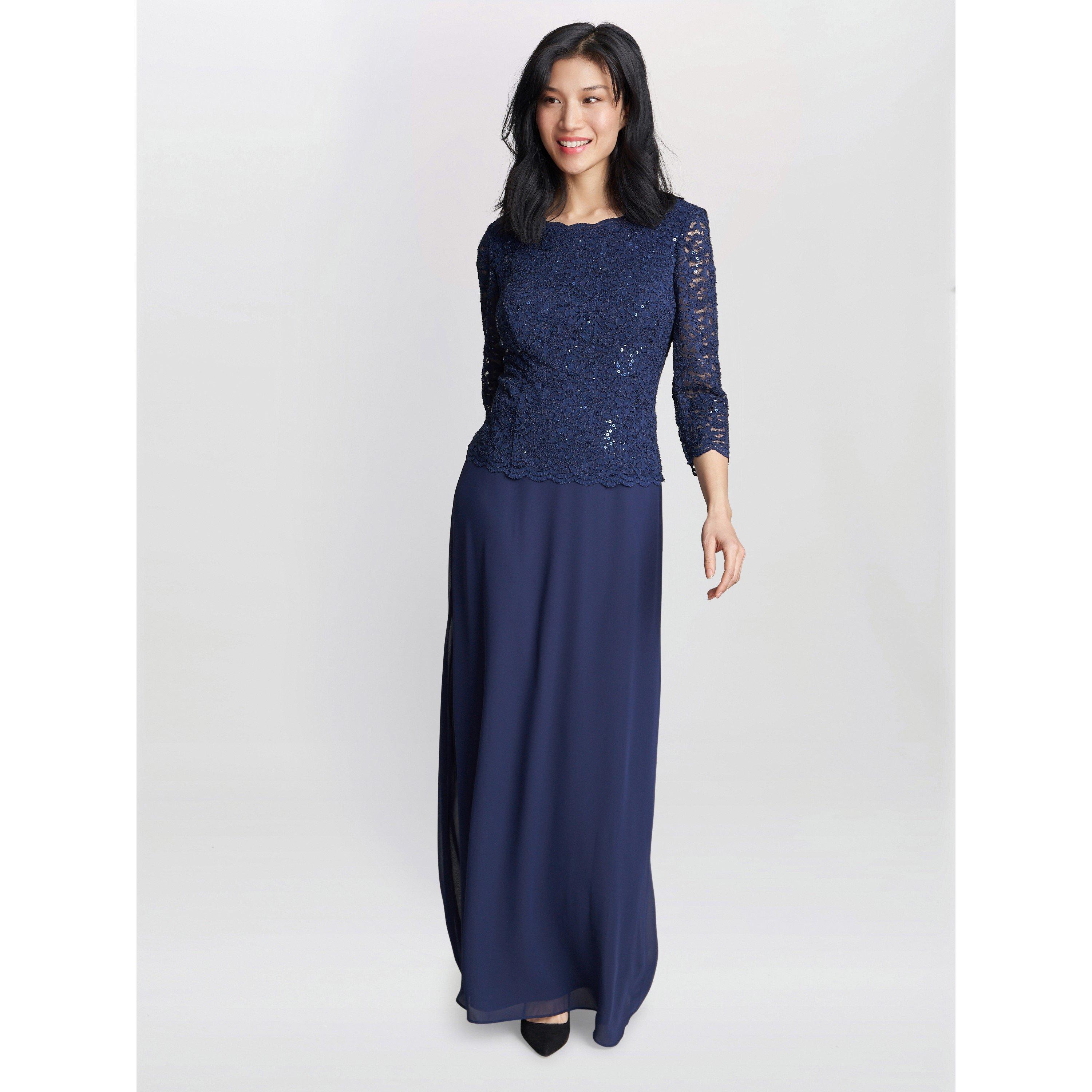 Navy - Gina Bacconi - Virginia Maxi Lace Dress & Chiffon Skirt - 3
