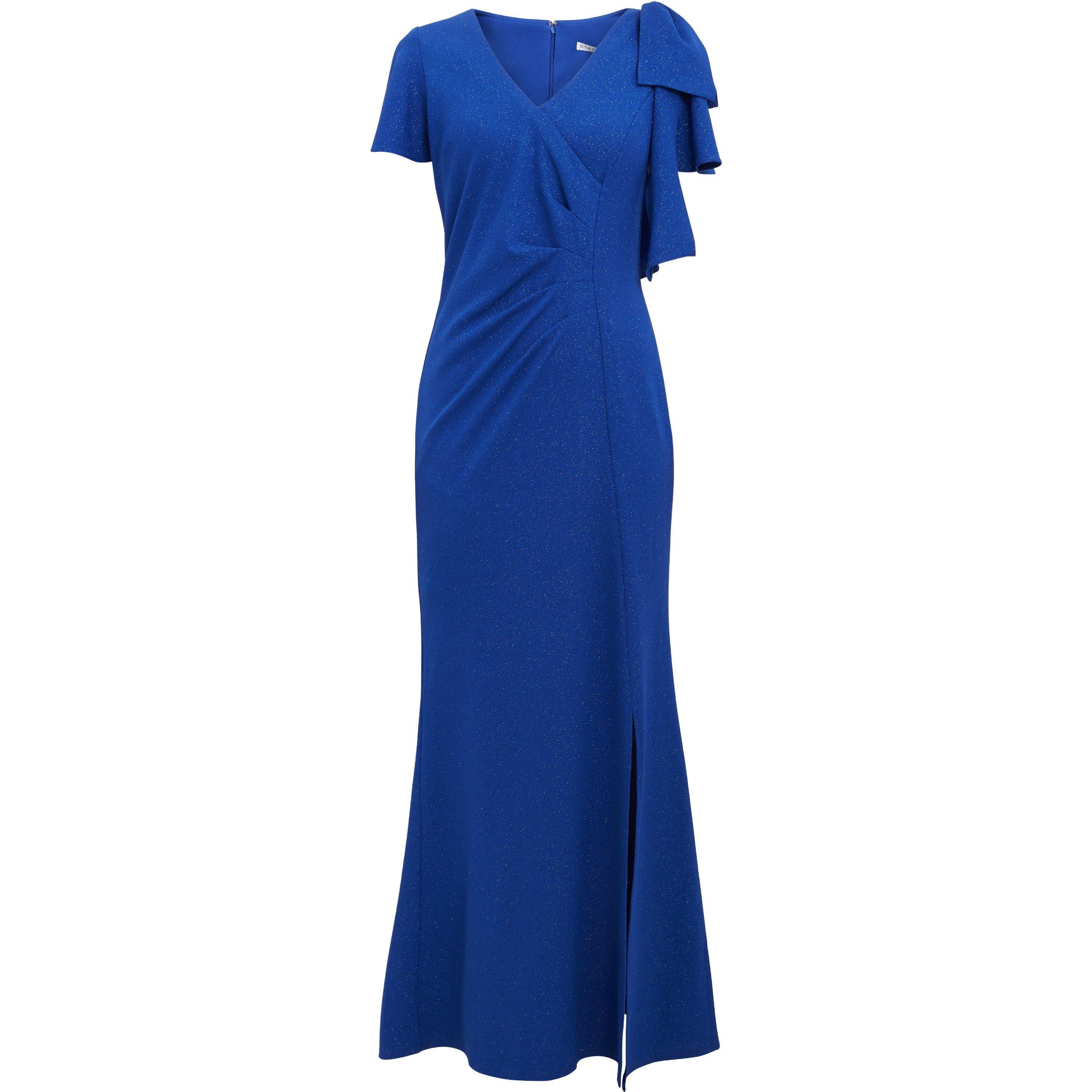 Cobalt - Gina Bacconi - Deidre Metallic Maxi Dress With V-Neck - 4