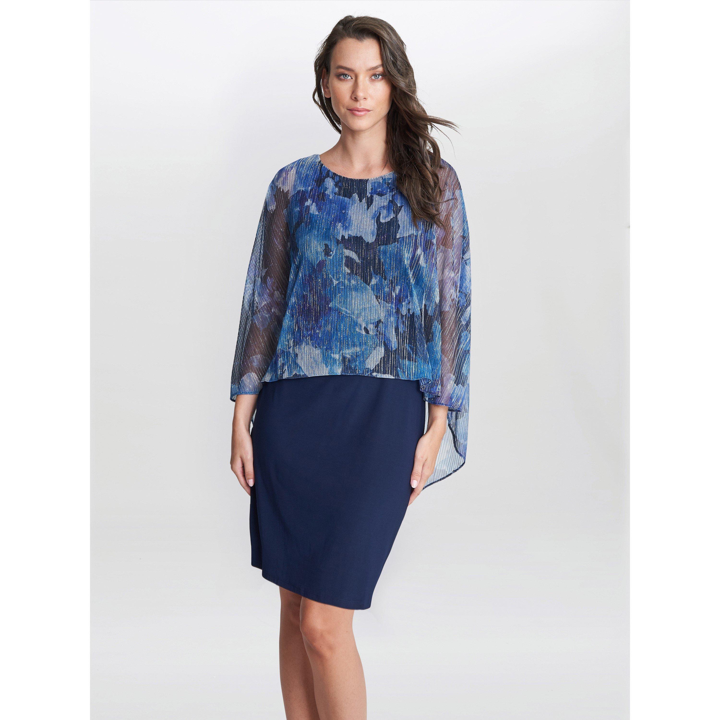 Gina Bacconi Brenya Floral Shimmer Popover Dress