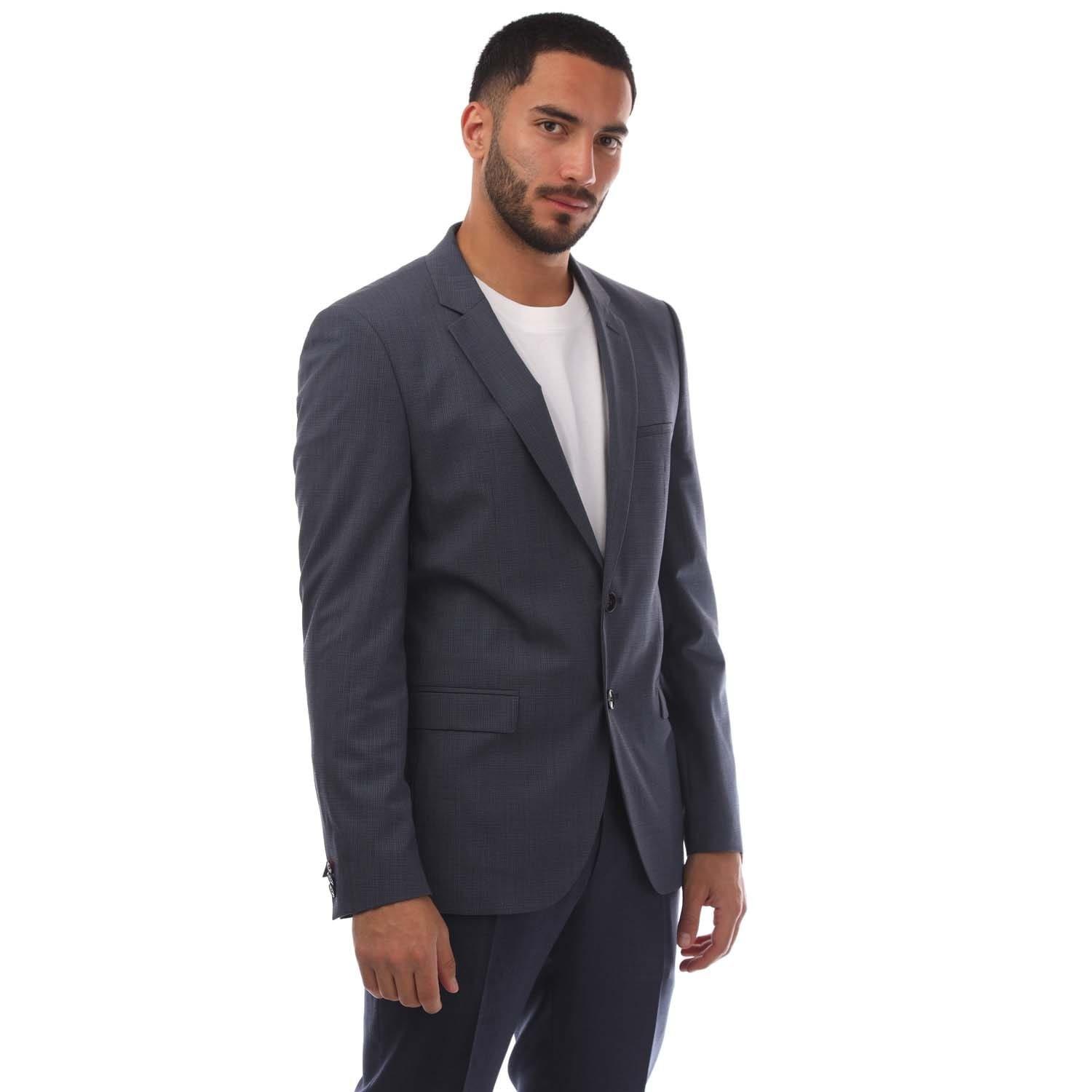 Dark Blue - Hugo - Houndstooth Extra Slim-Fit Jacket - 1