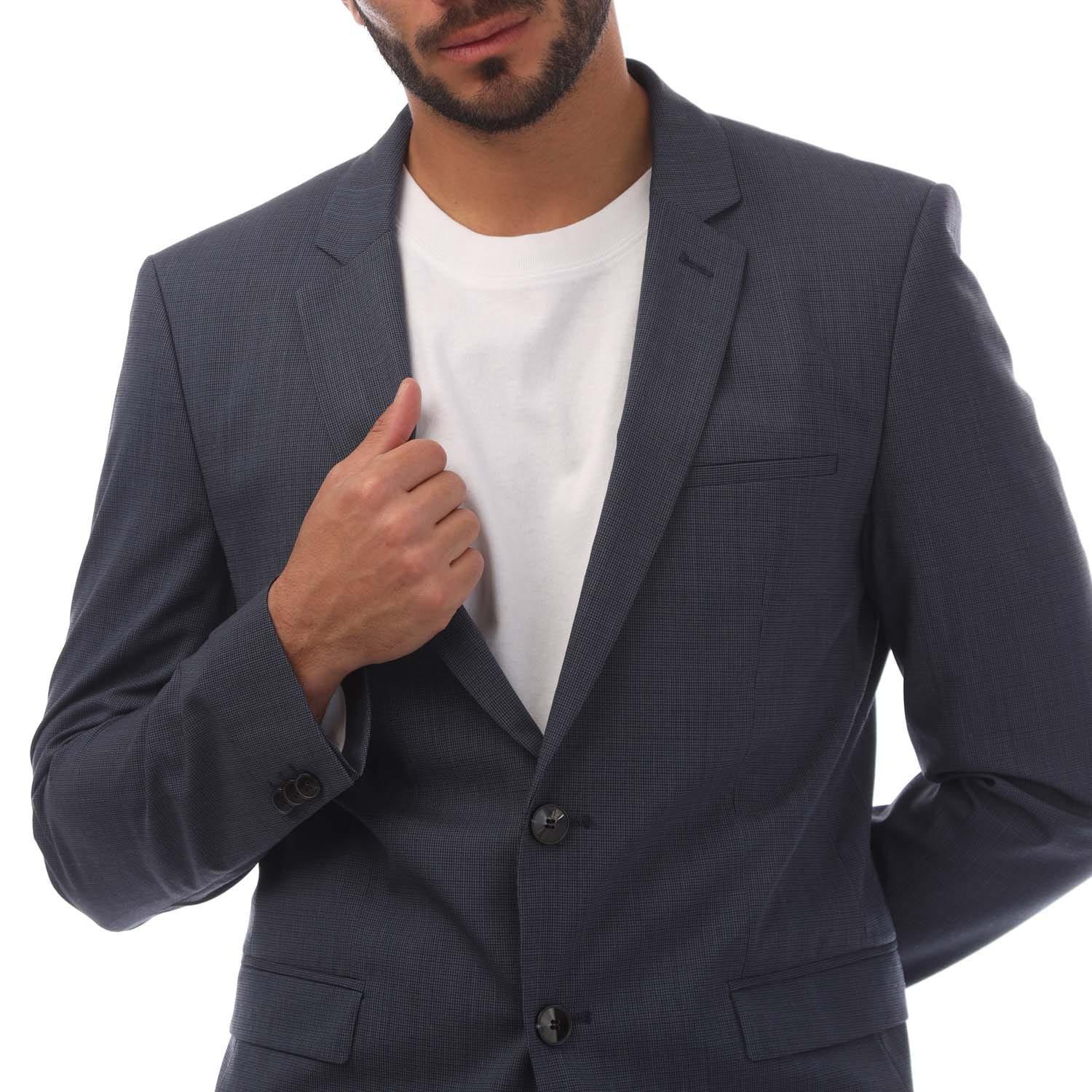 Dark Blue - Hugo - Houndstooth Extra Slim-Fit Jacket - 2