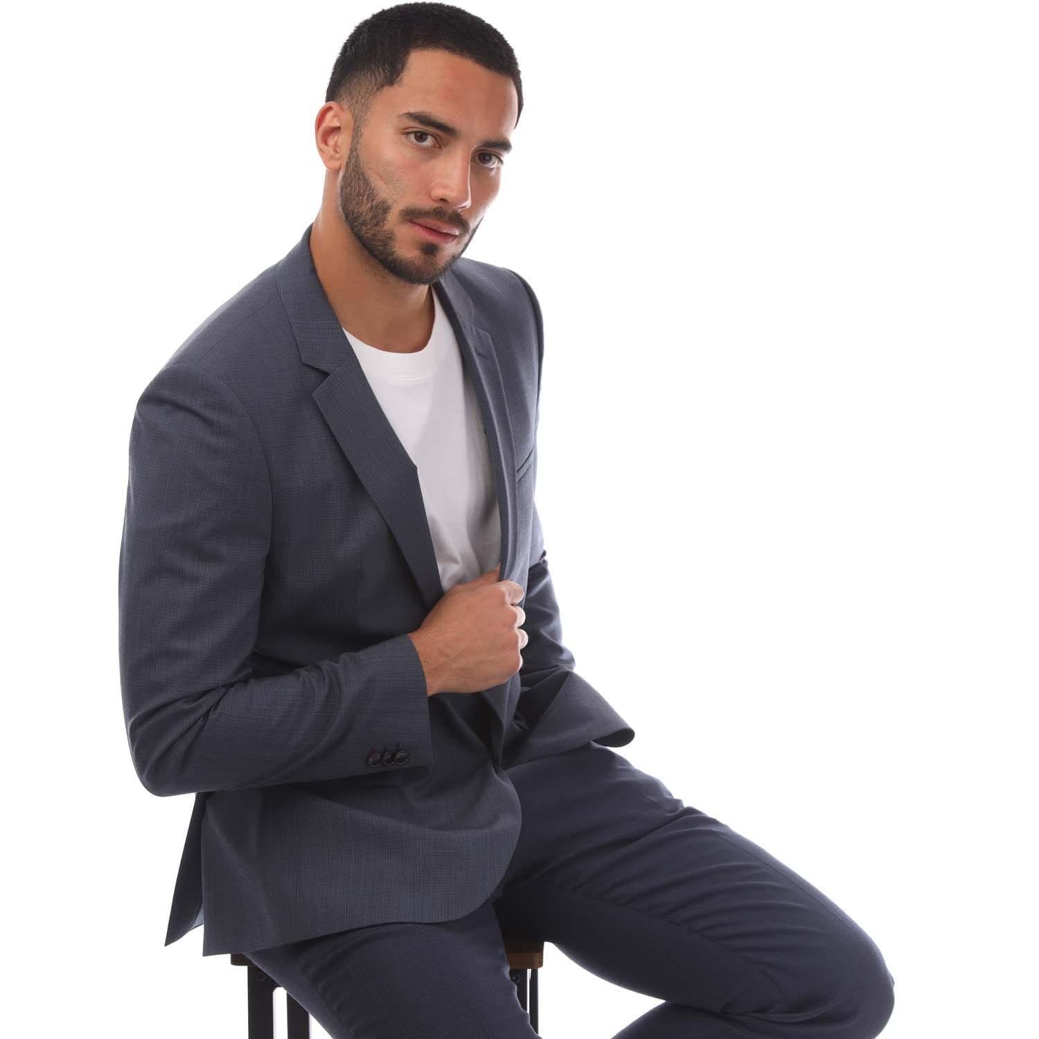 Dark Blue - Hugo - Houndstooth Extra Slim-Fit Jacket - 4