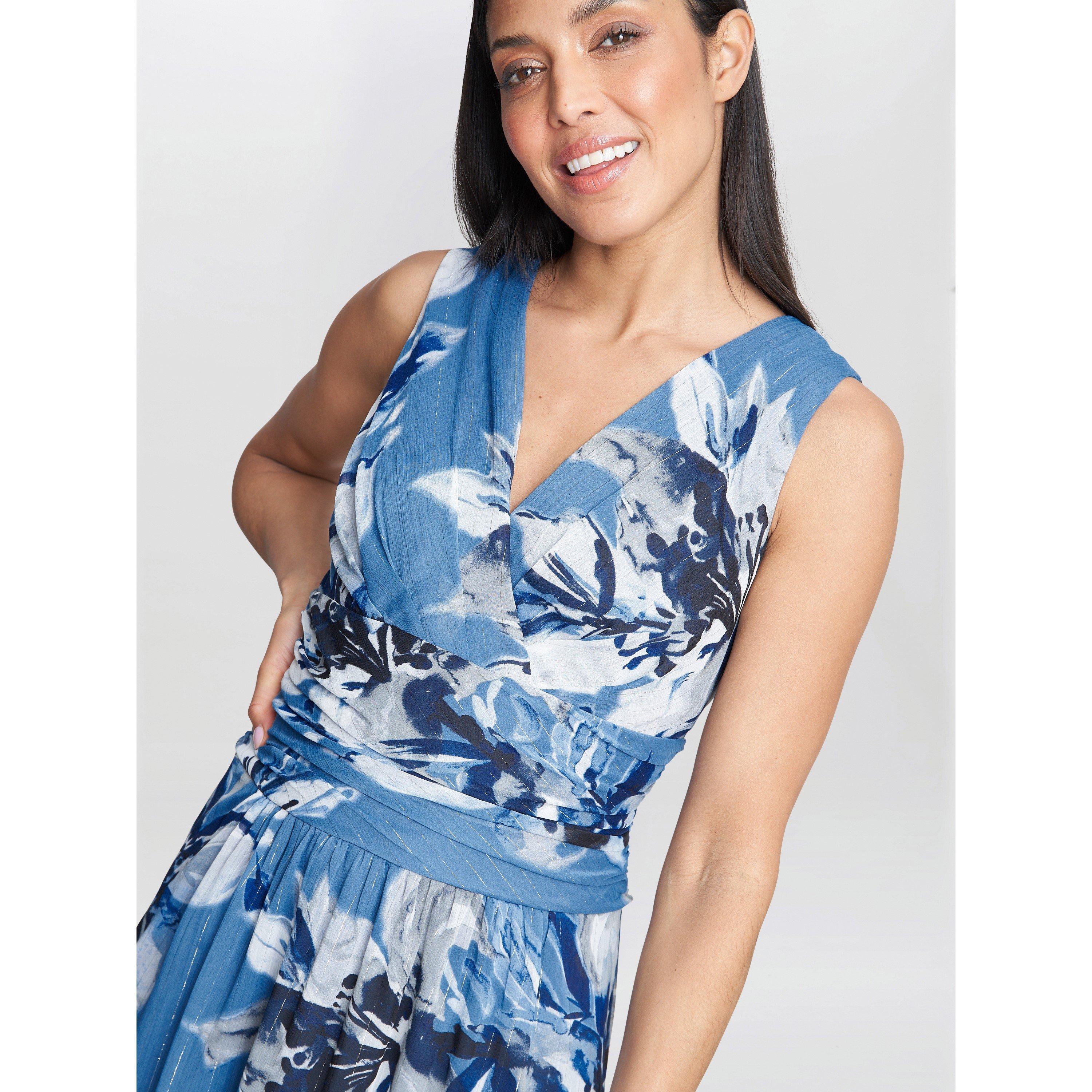 Blue - Gina Bacconi - Gayle Printed Maxi Dress - 5