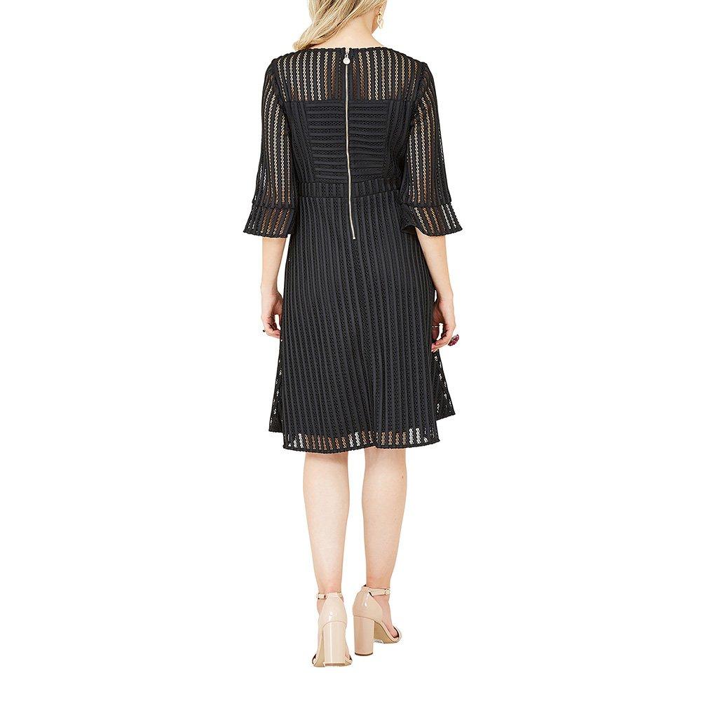 Black - Yumi - Black Fishnet Skater Dress - 3