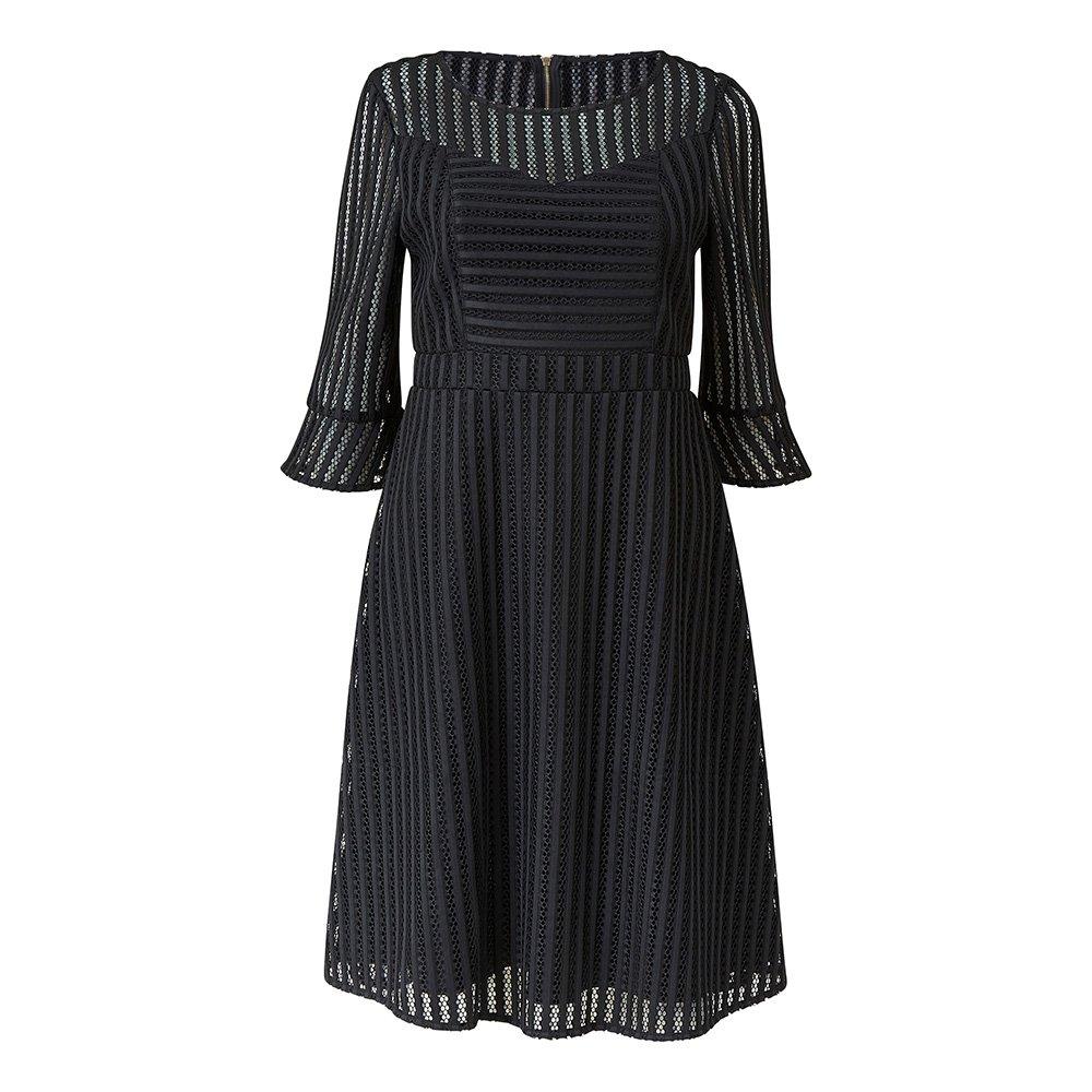 Black - Yumi - Black Fishnet Skater Dress - 4