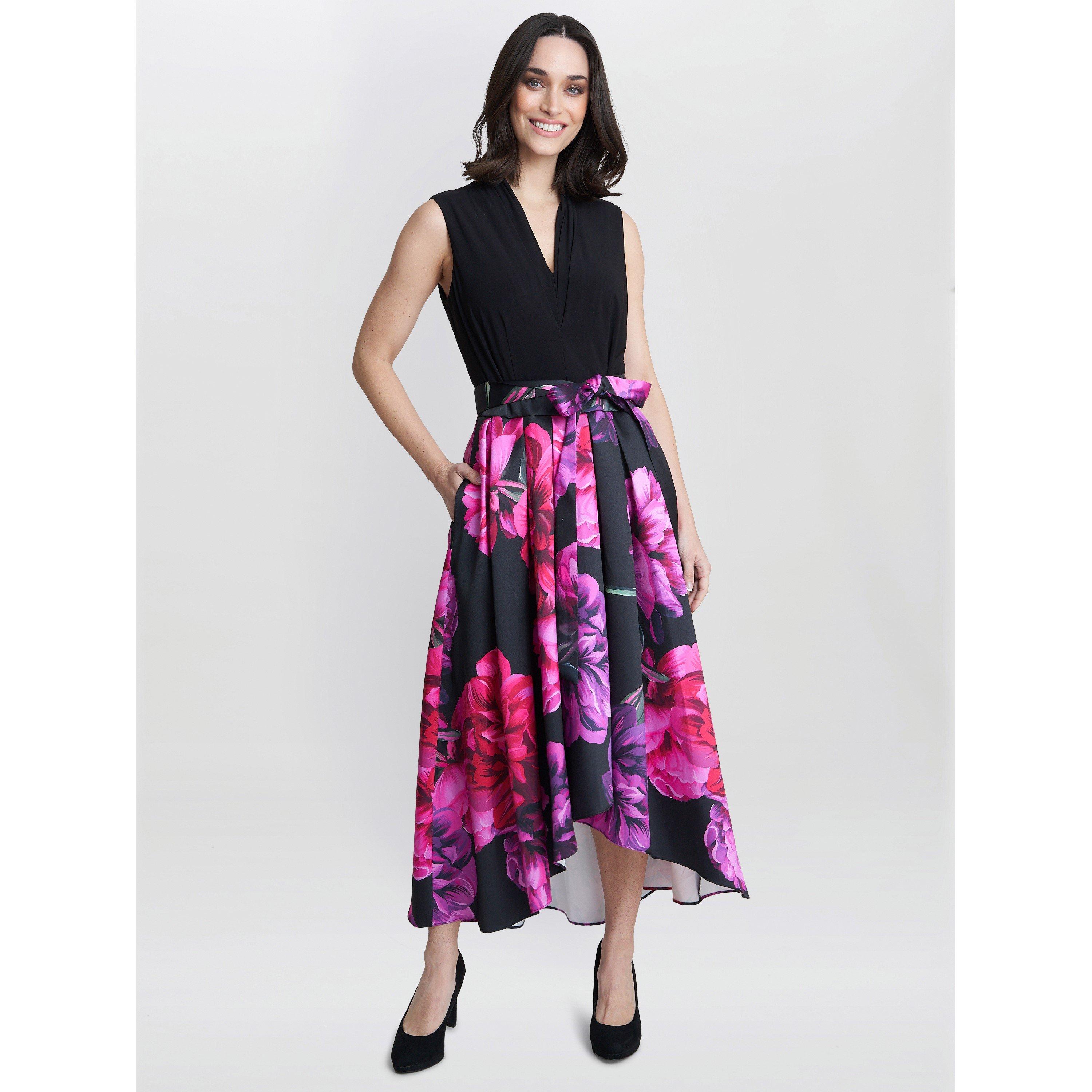 Black / Multi - Gina Bacconi - Annabelle Printed High Low Dress - 1