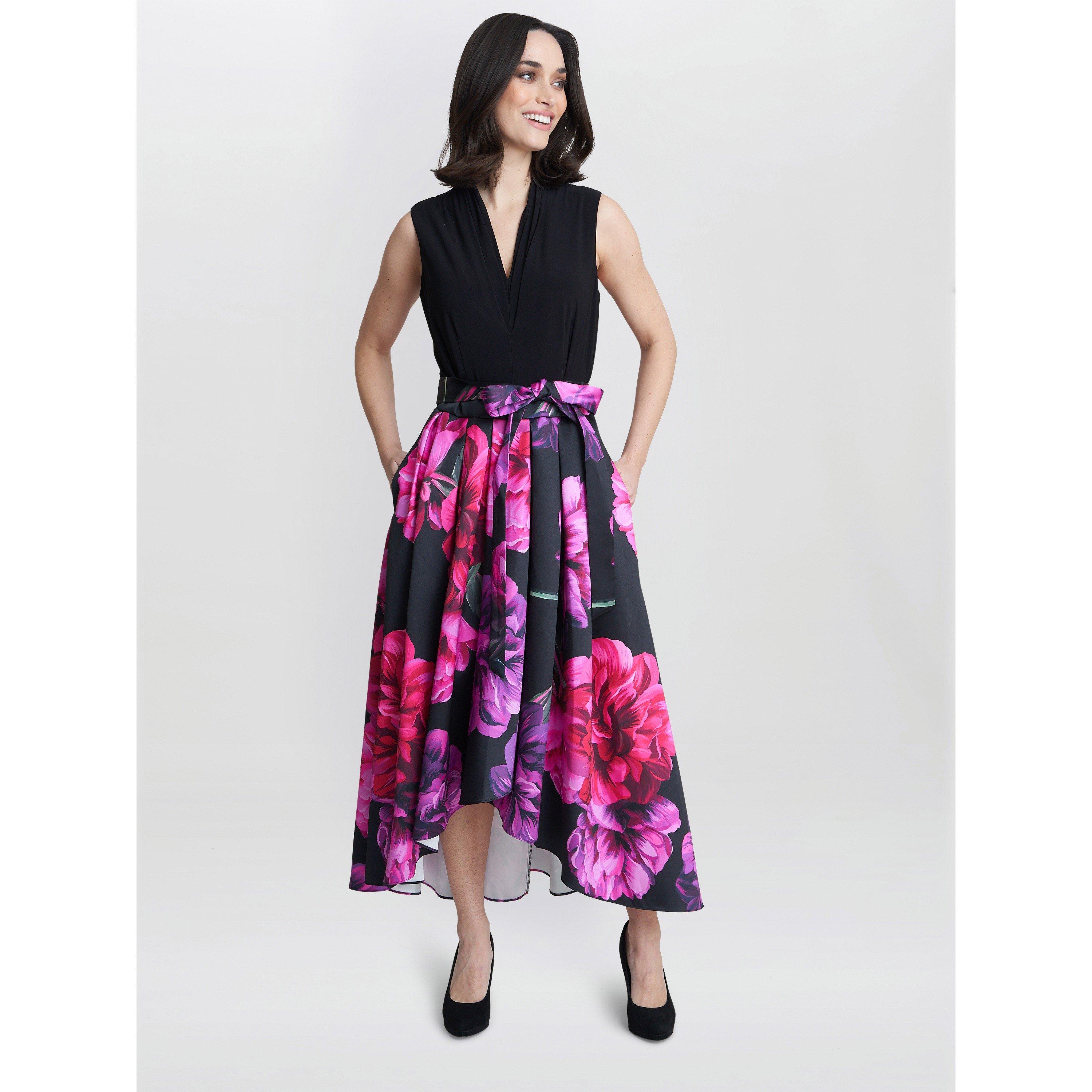 Black / Multi - Gina Bacconi - Annabelle Printed High Low Dress - 3