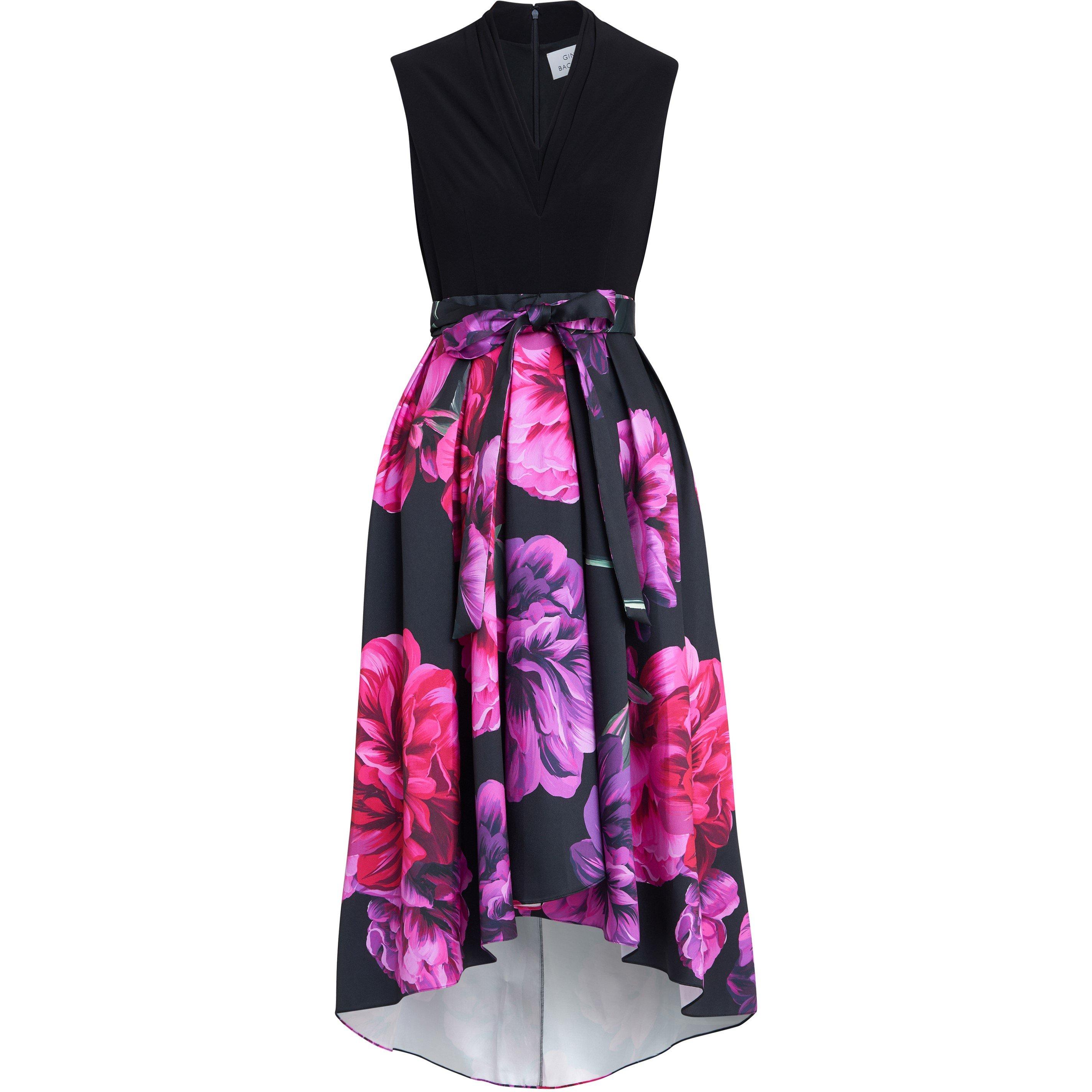 Black / Multi - Gina Bacconi - Annabelle Printed High Low Dress - 4