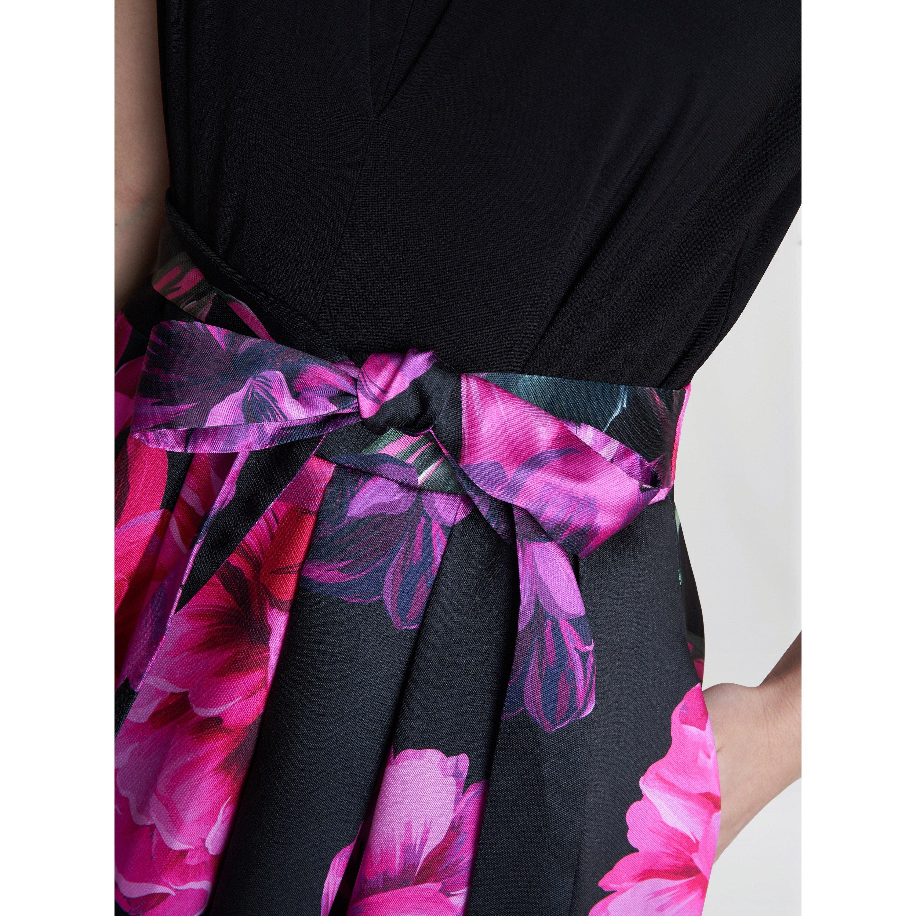 Black / Multi - Gina Bacconi - Annabelle Printed High Low Dress - 5