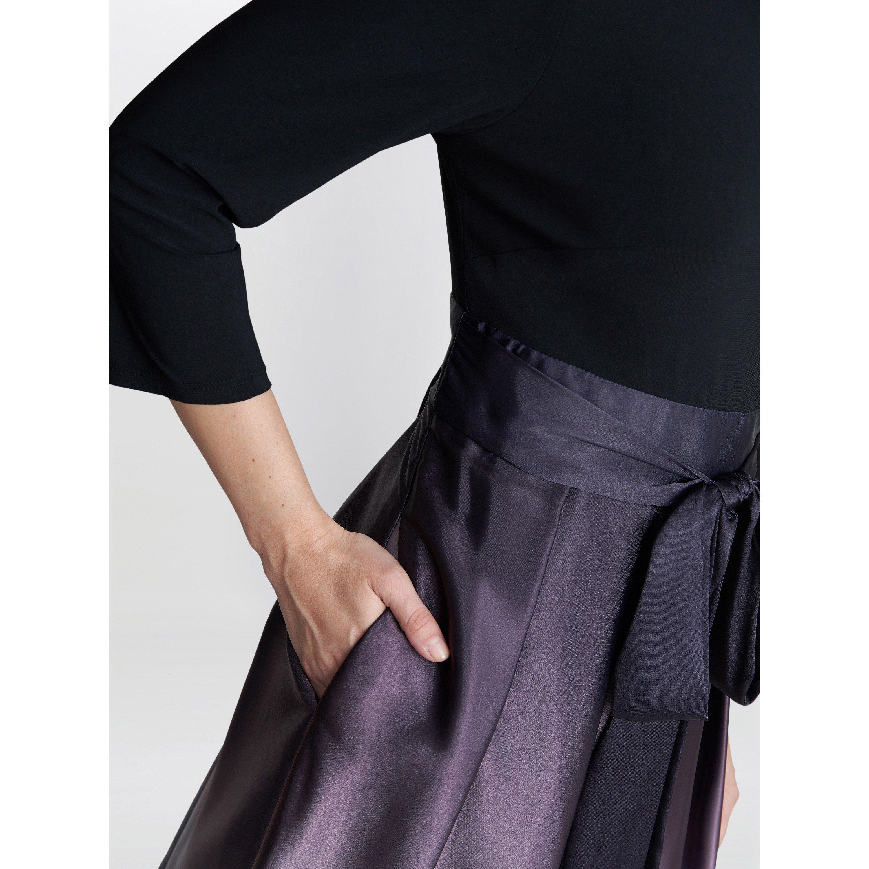 Black / Silver - Gina Bacconi - Ingrid Vneck Back Ombre Satin Maxi Dress - 5