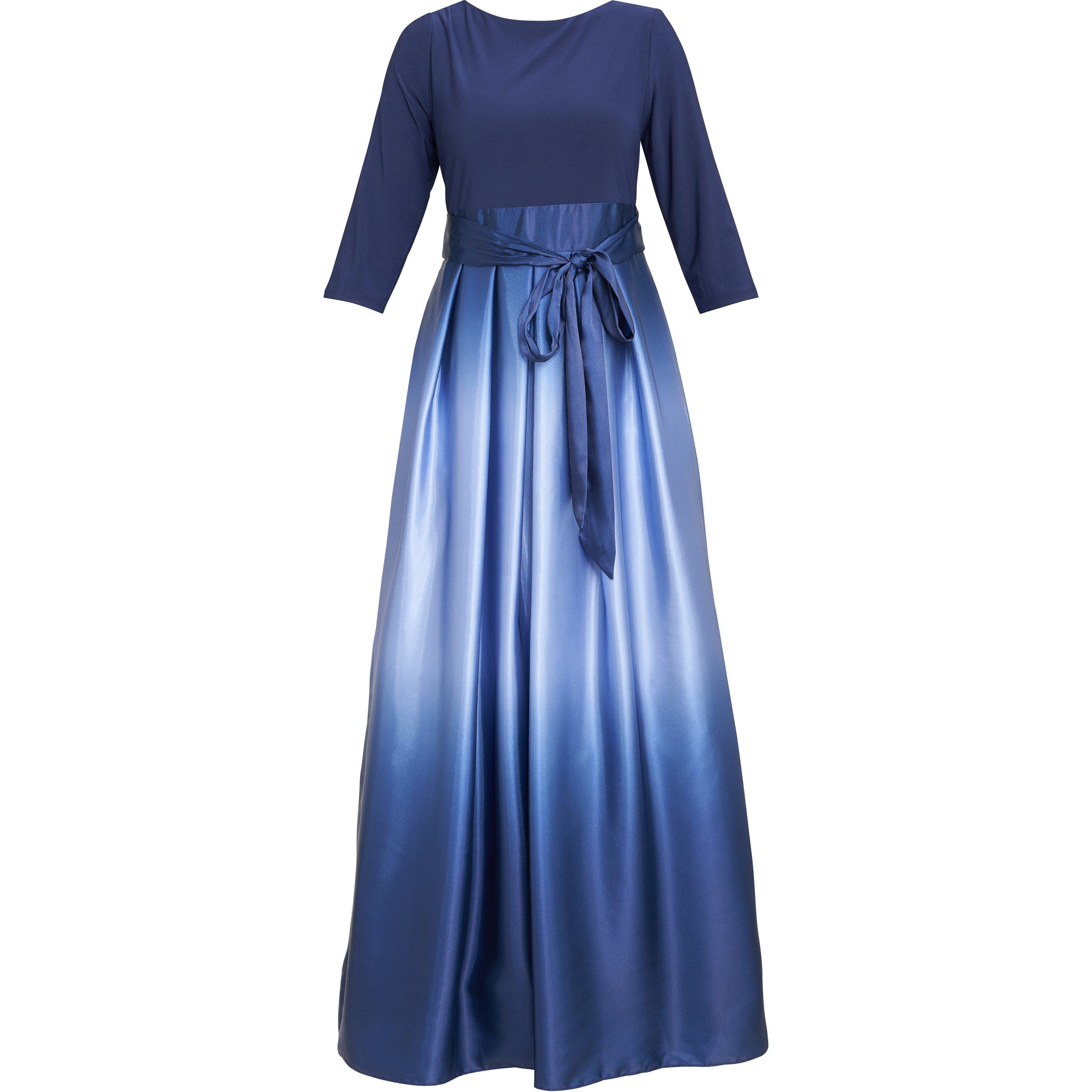 Navy - Gina Bacconi - Ingrid Vneck Back Ombre Satin Maxi Dress - 4