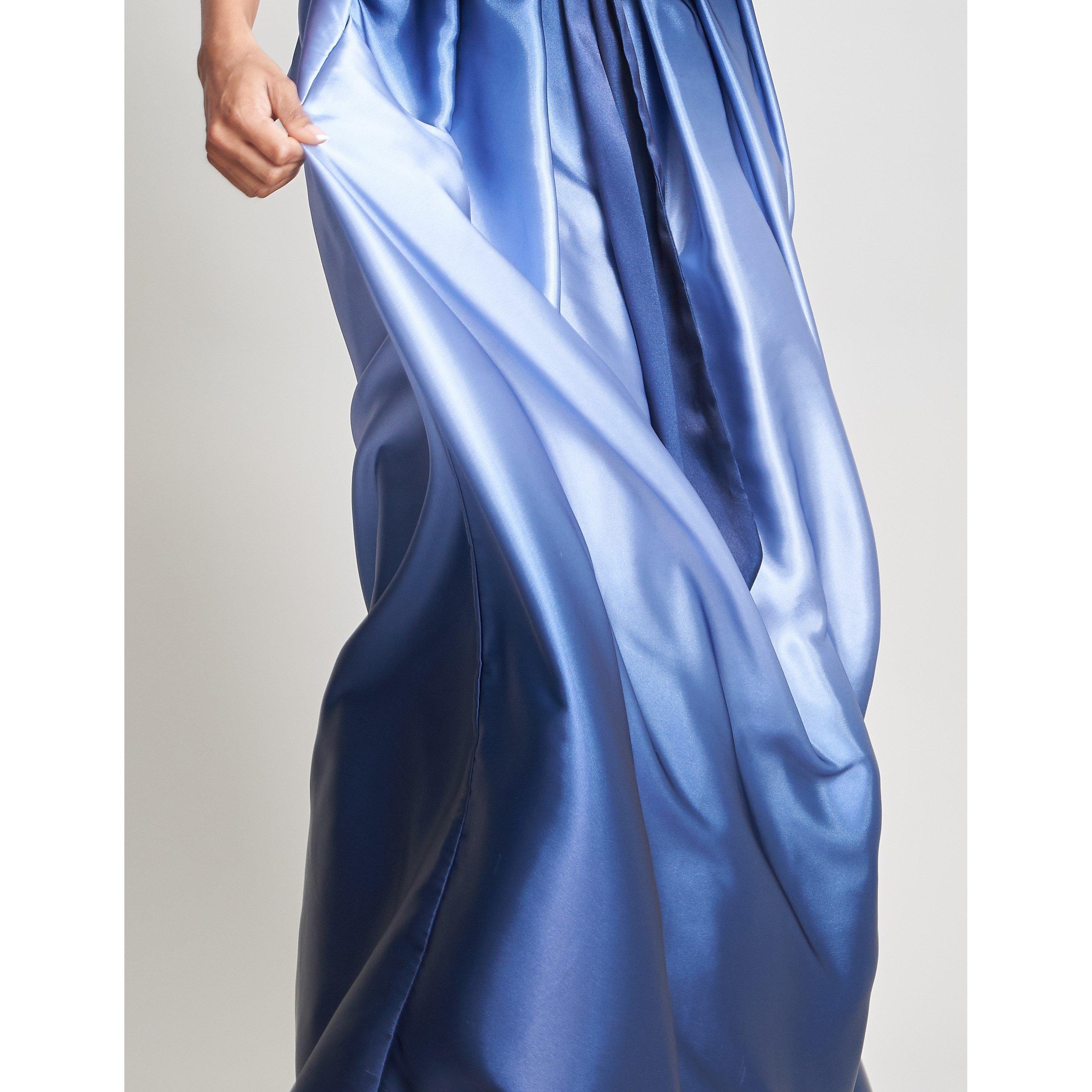 Navy - Gina Bacconi - Ingrid Vneck Back Ombre Satin Maxi Dress - 5
