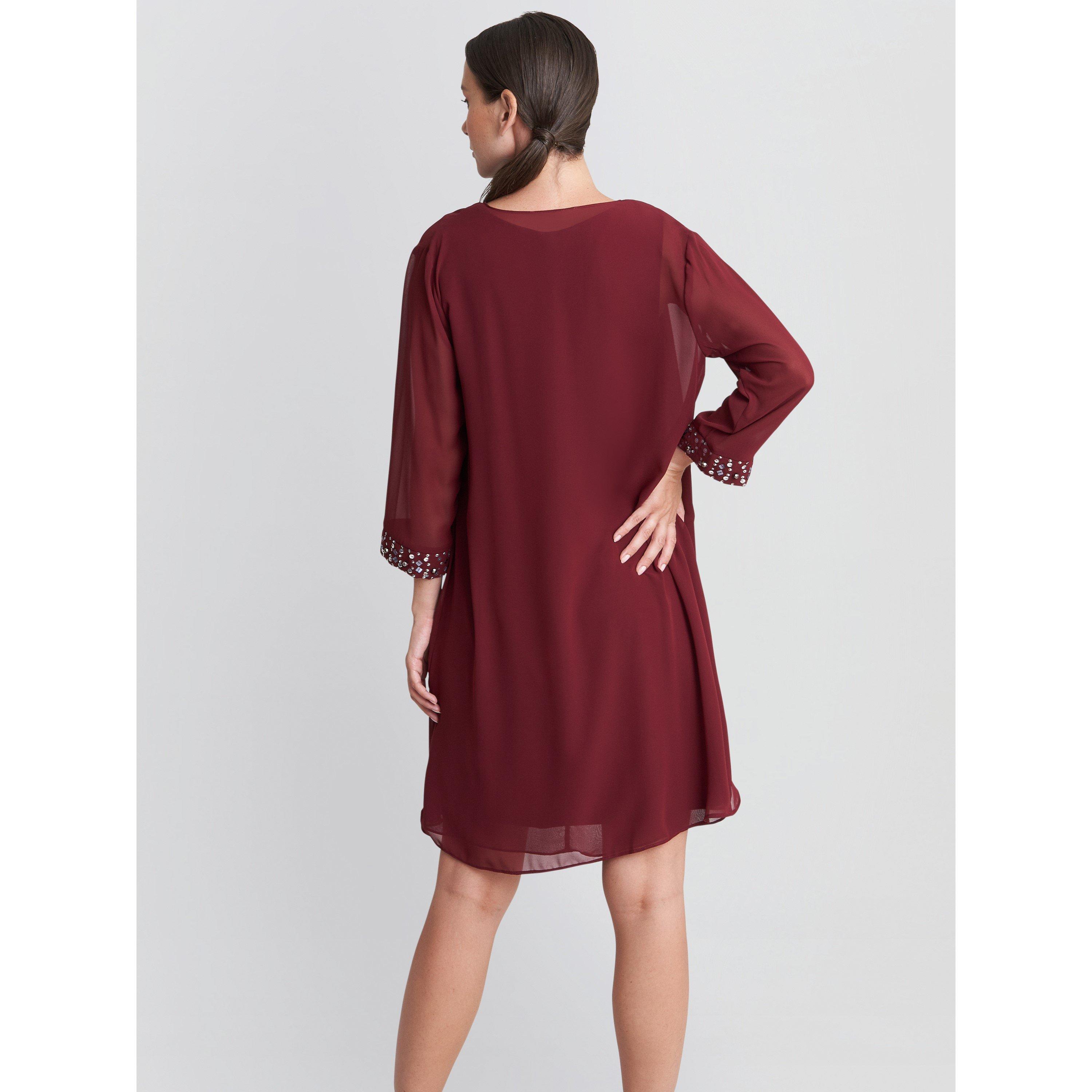 Cranberry - Gina Bacconi - Joseline Short Chiffon Jacket Dress - 2