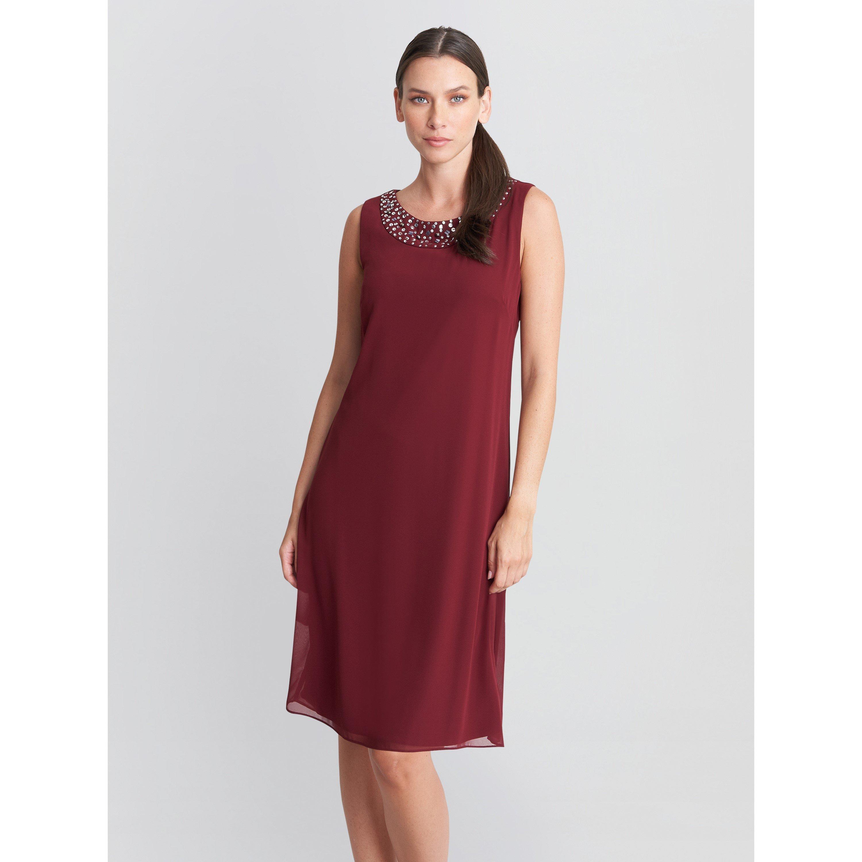 Cranberry - Gina Bacconi - Joseline Short Chiffon Jacket Dress - 6