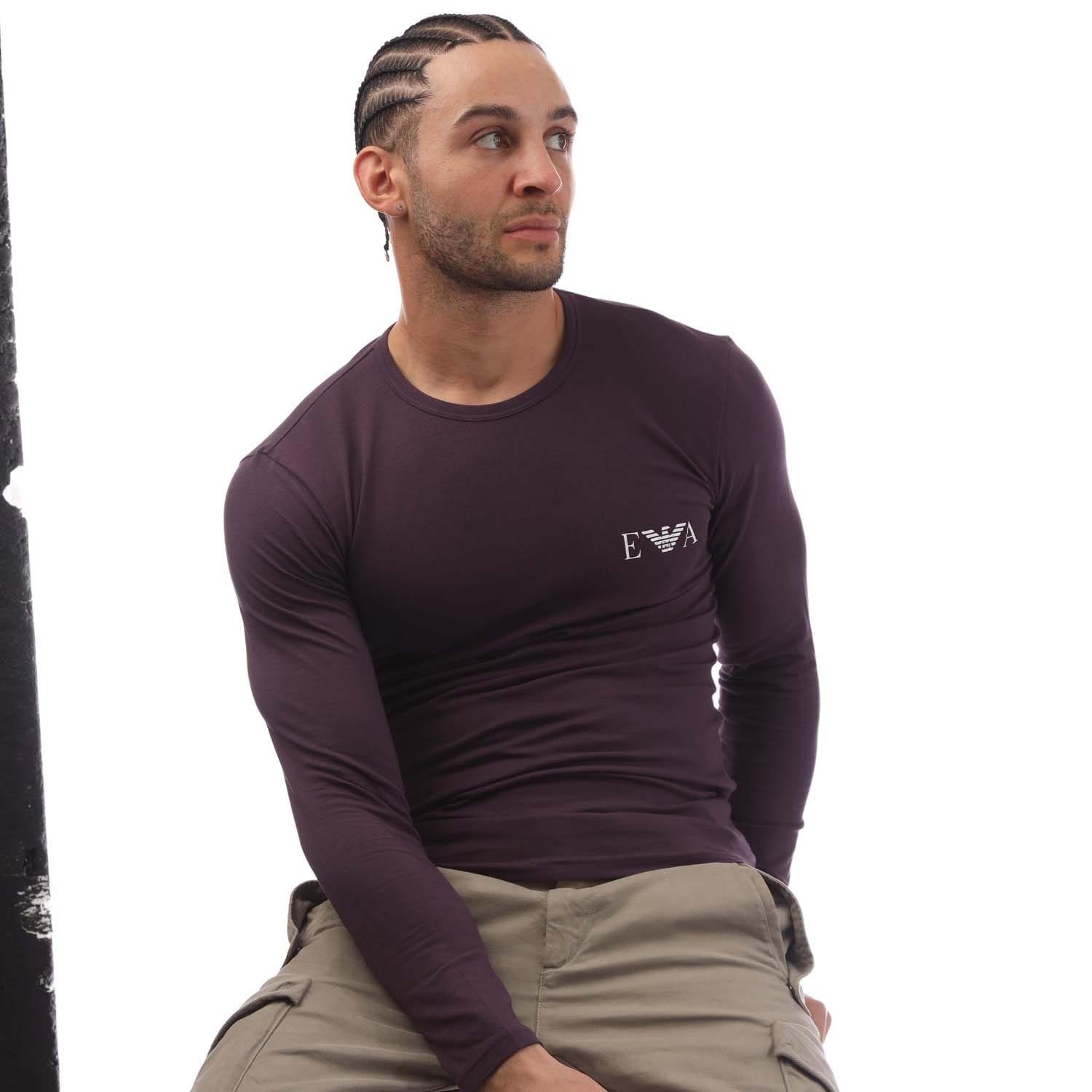 Purple - Emporio Armani - Slim-Fit Long Sleeve T-Shirt - 4