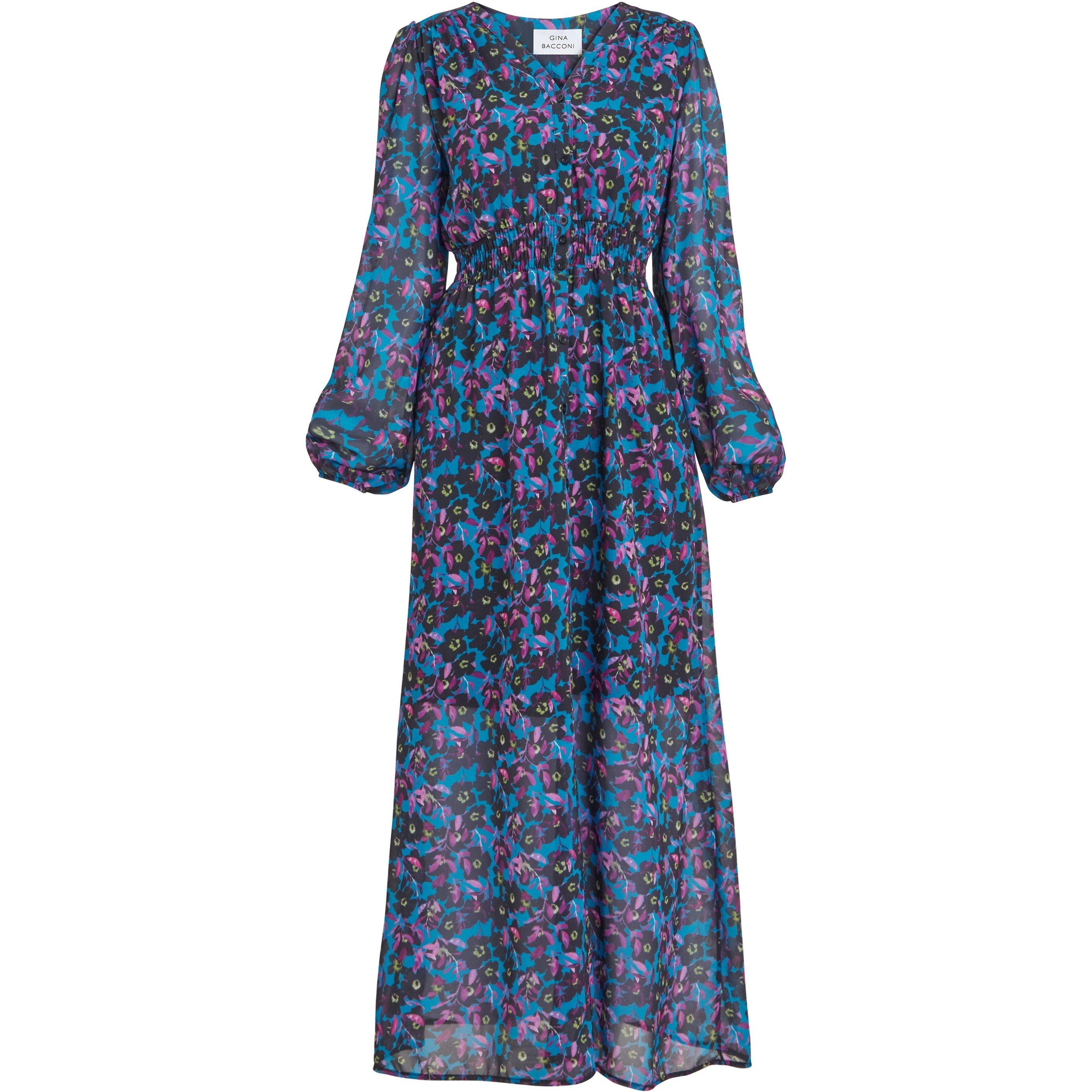Black / Multi - Gina Bacconi - Judy Button Dwon Long Sleeve Dress - 4
