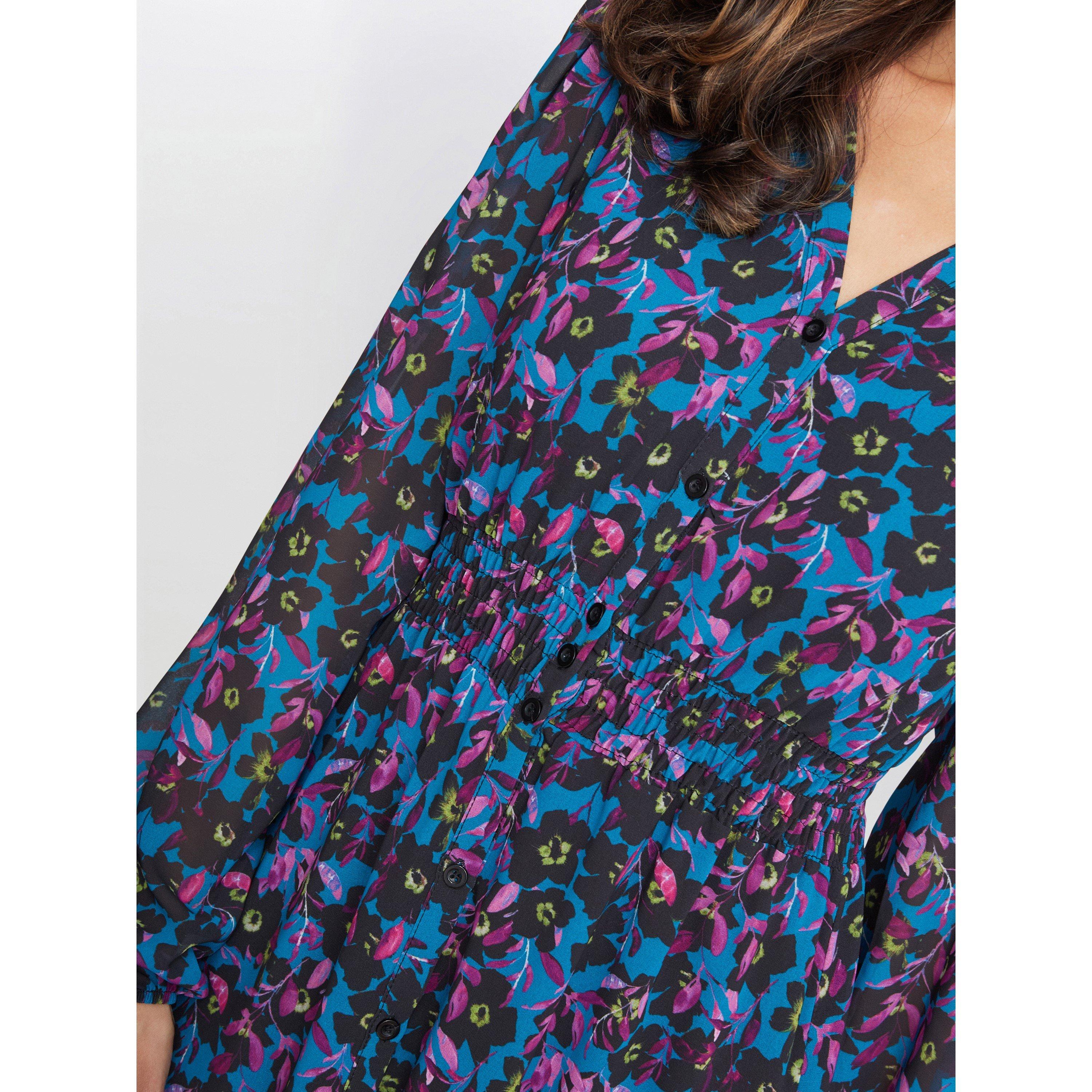 Black / Multi - Gina Bacconi - Judy Button Dwon Long Sleeve Dress - 5