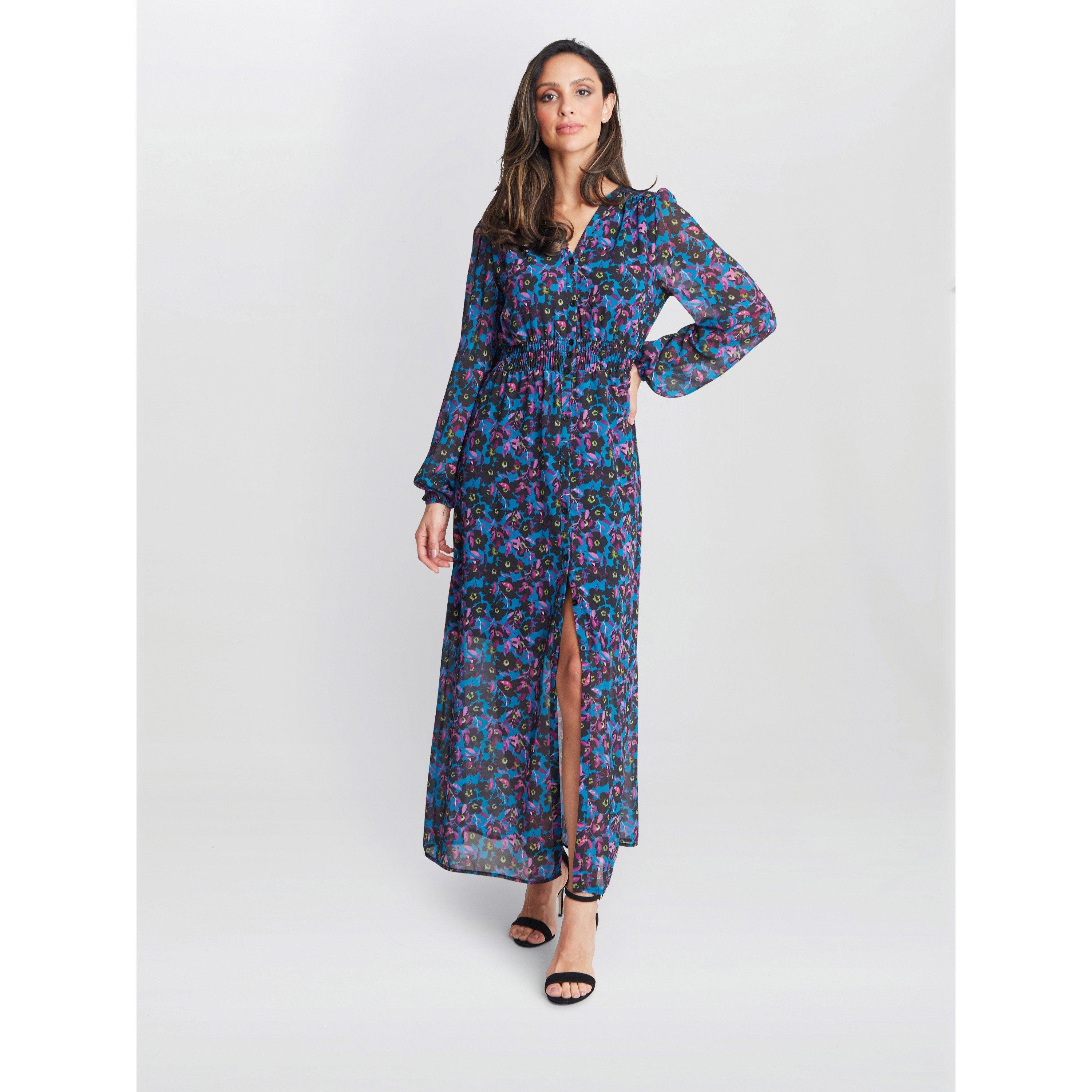 Black / Multi - Gina Bacconi - Judy Button Dwon Long Sleeve Dress - 6