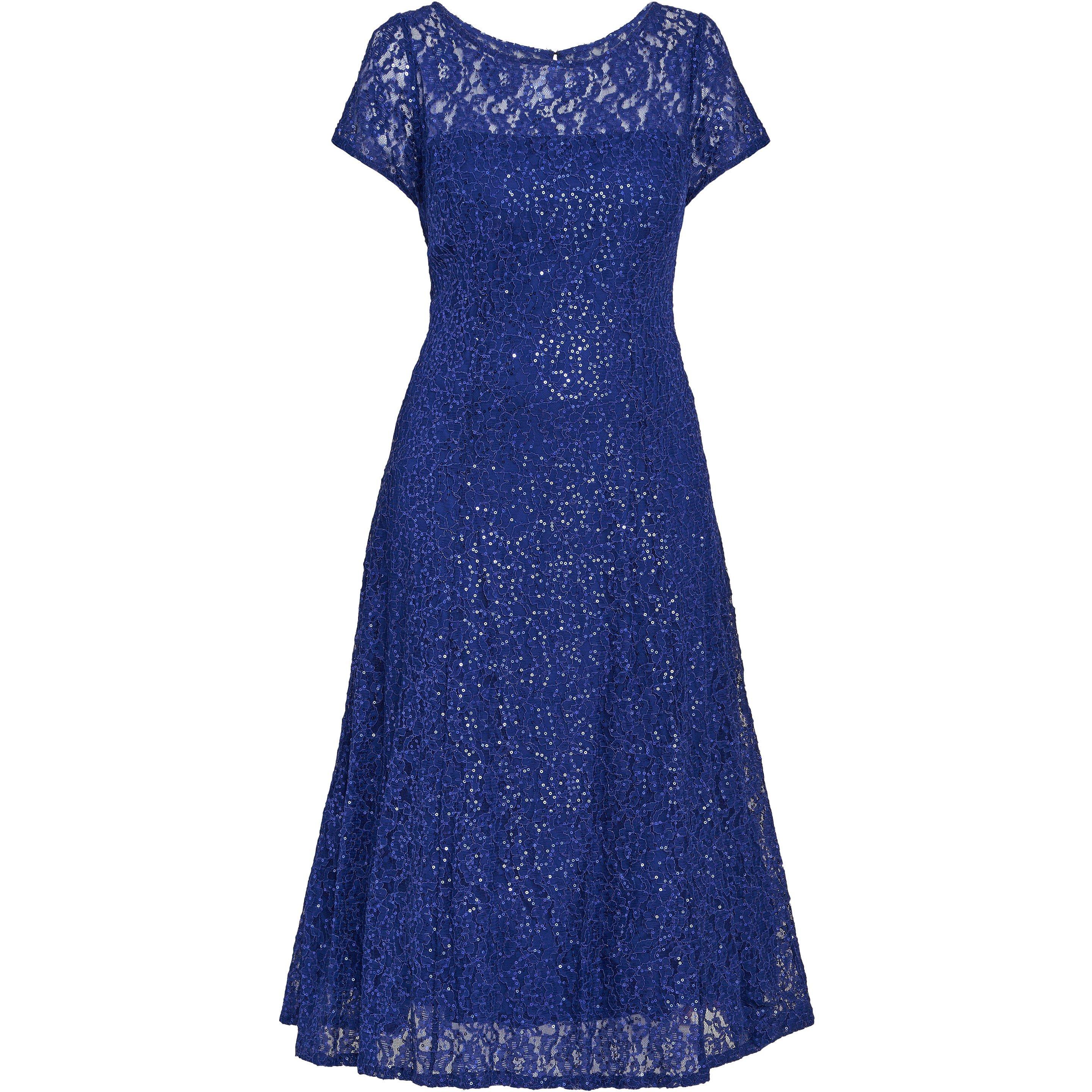 Iris - Gina Bacconi - Demi Cap Sleeve Midi Sequin Lace Dress - 4