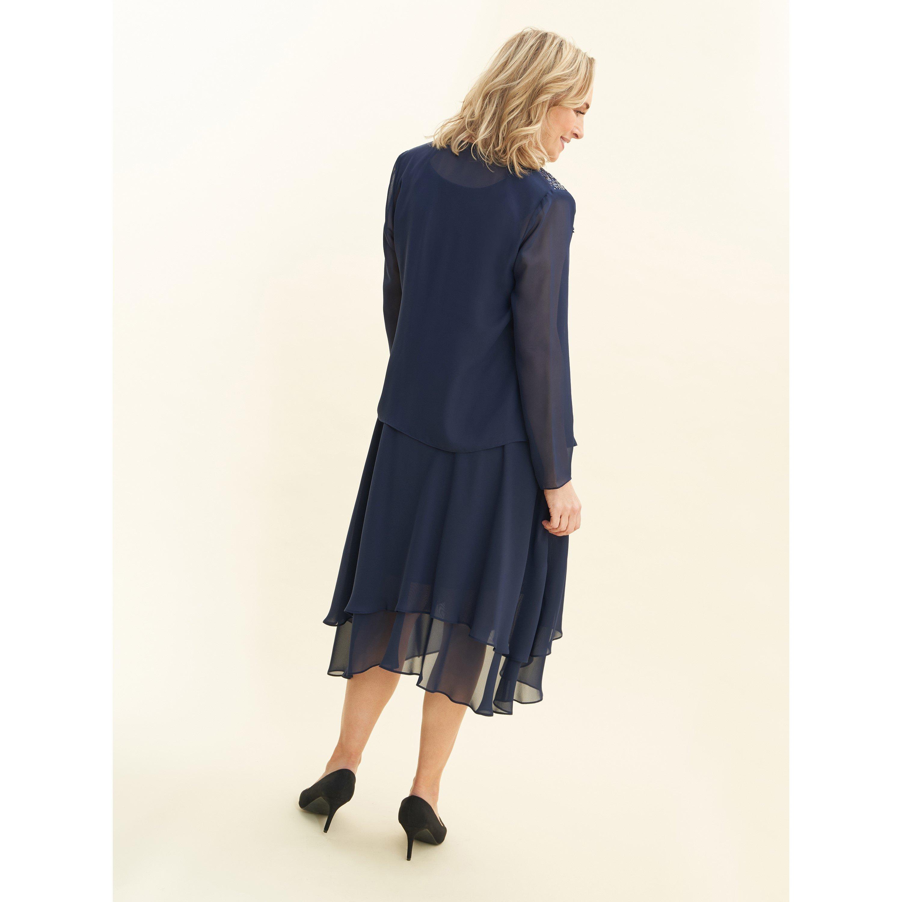 Spring Navy - Gina Bacconi - Lilibeth Sequin Beaded Jacket Dress - 2