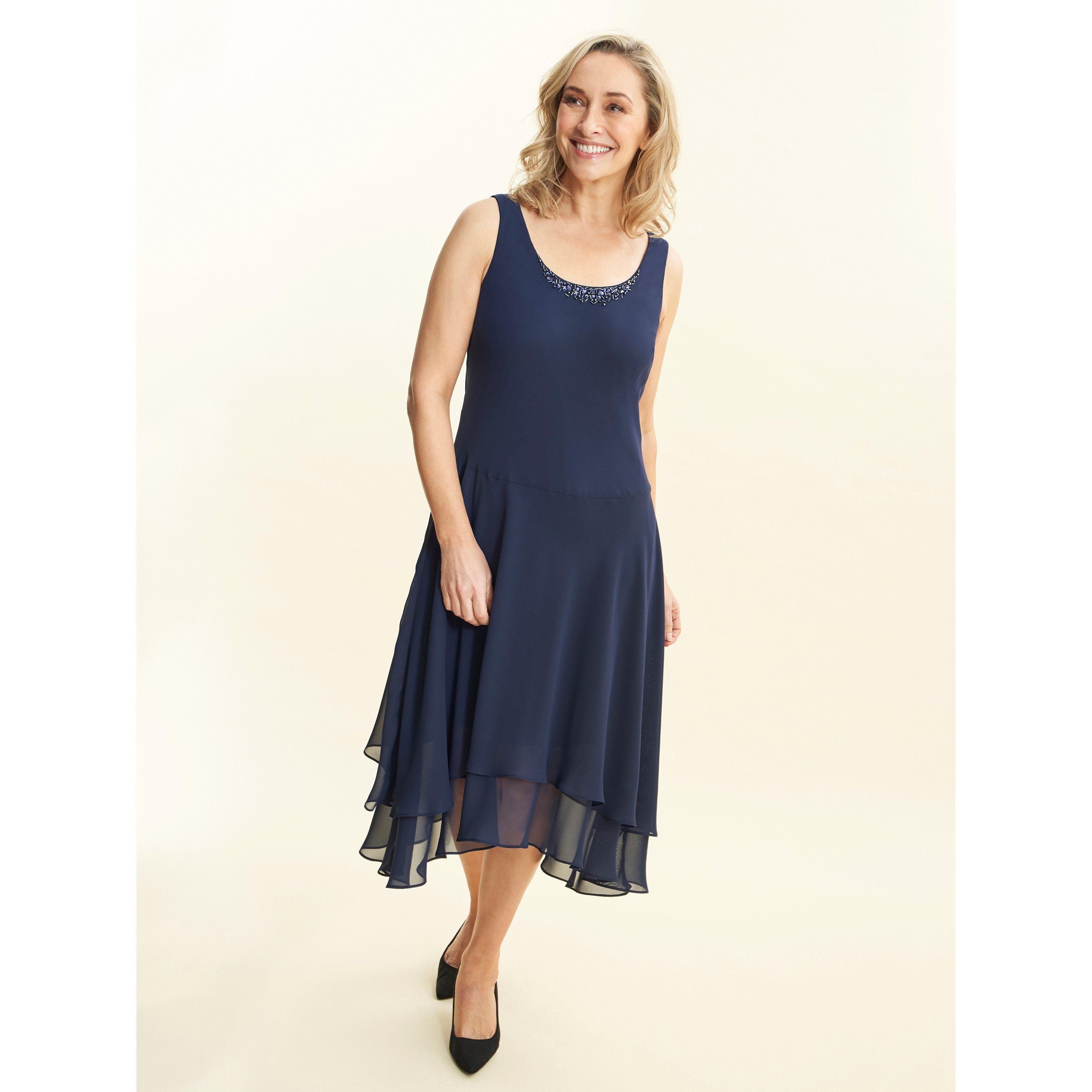 Spring Navy - Gina Bacconi - Lilibeth Sequin Beaded Jacket Dress - 6