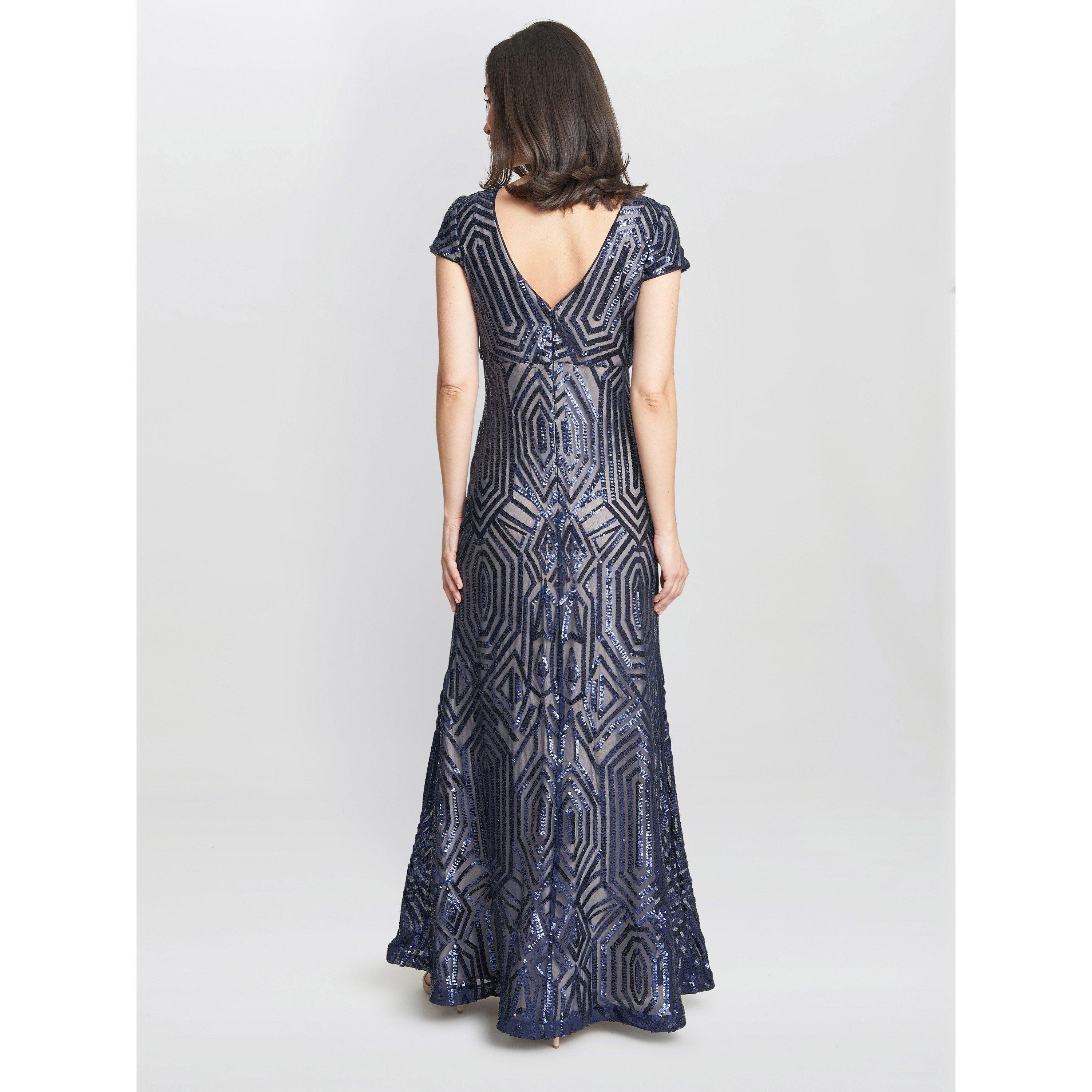Navy / Nude - Gina Bacconi - Marcia Sequin Contrast Gown - 2