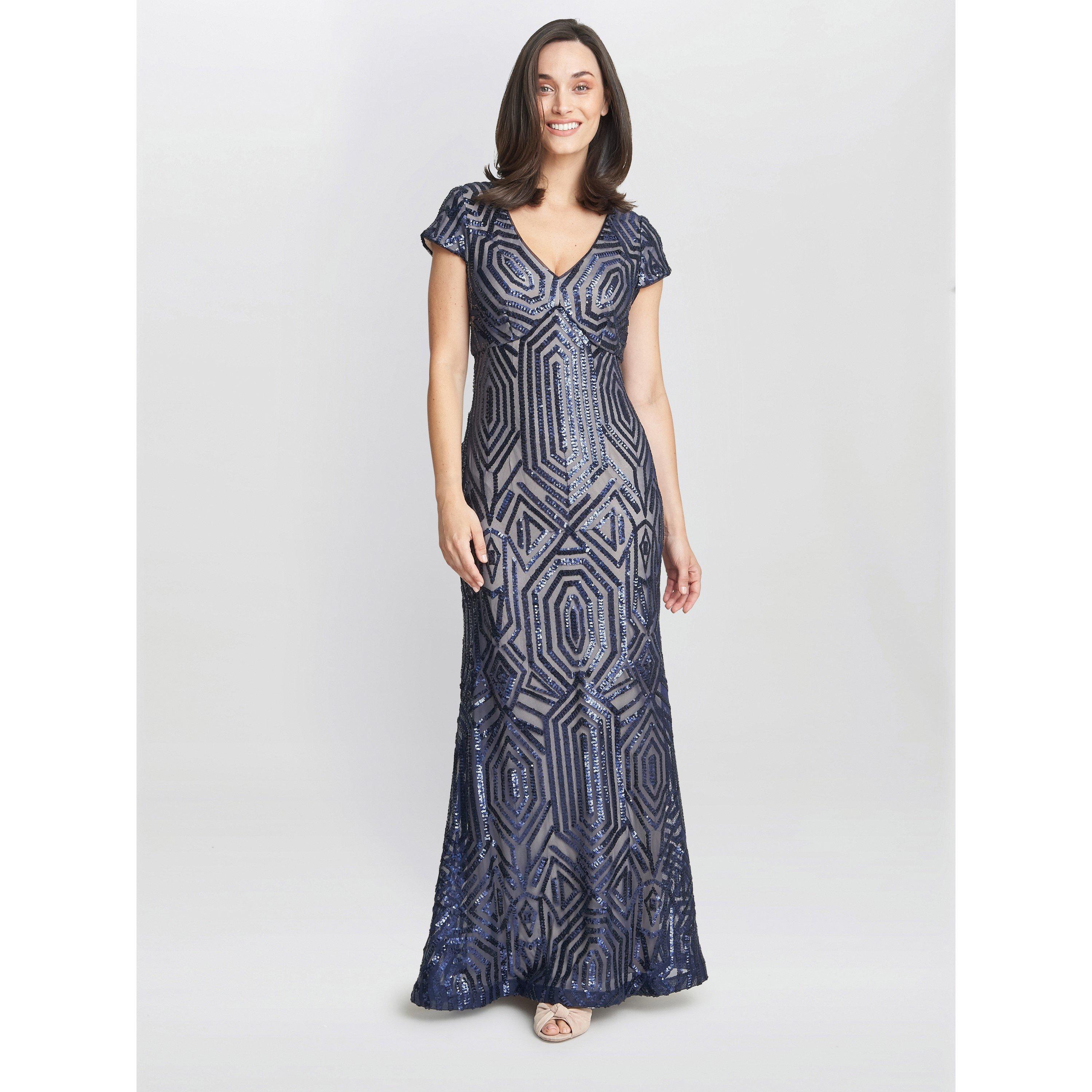 Navy / Nude - Gina Bacconi - Marcia Sequin Contrast Gown - 3