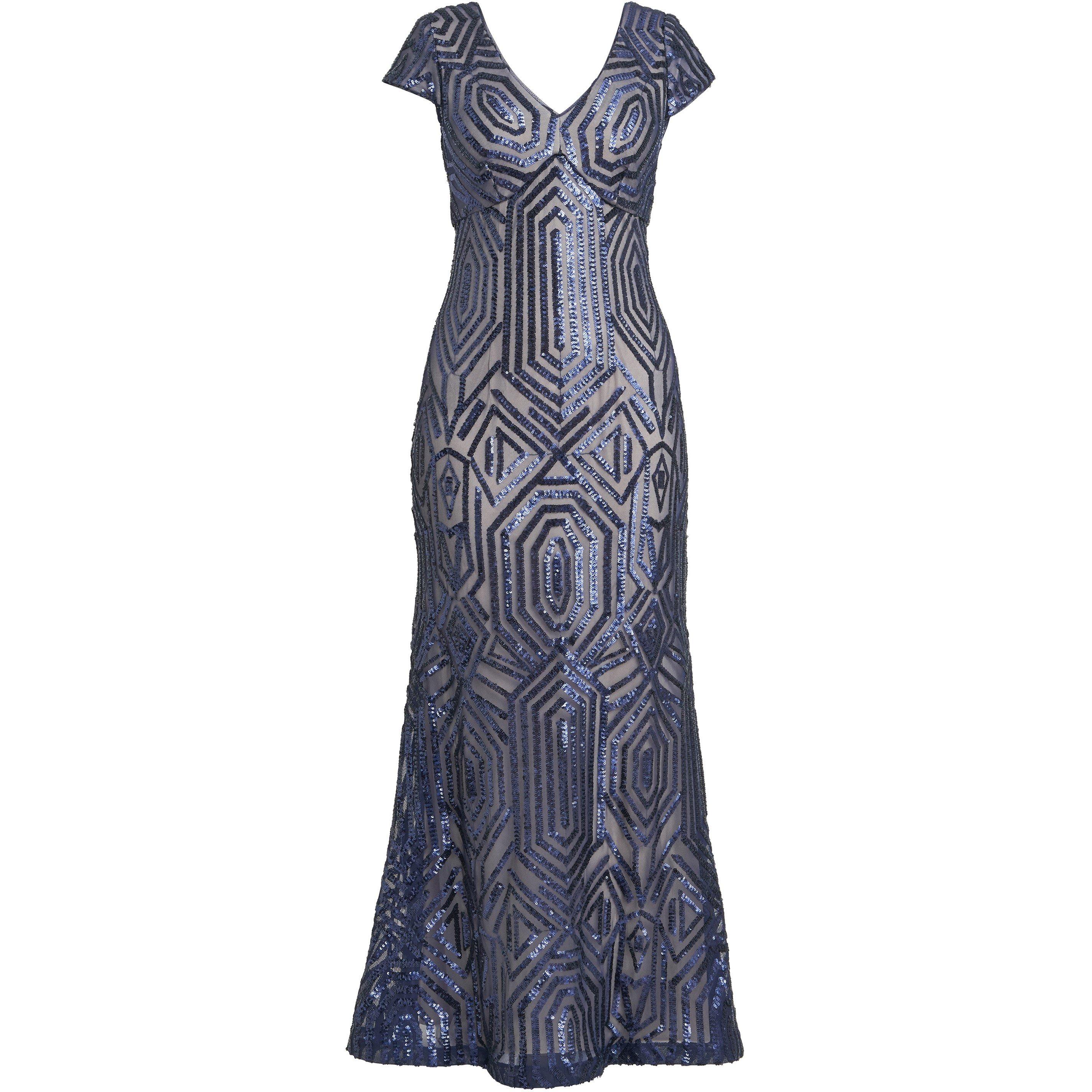 Navy / Nude - Gina Bacconi - Marcia Sequin Contrast Gown - 4
