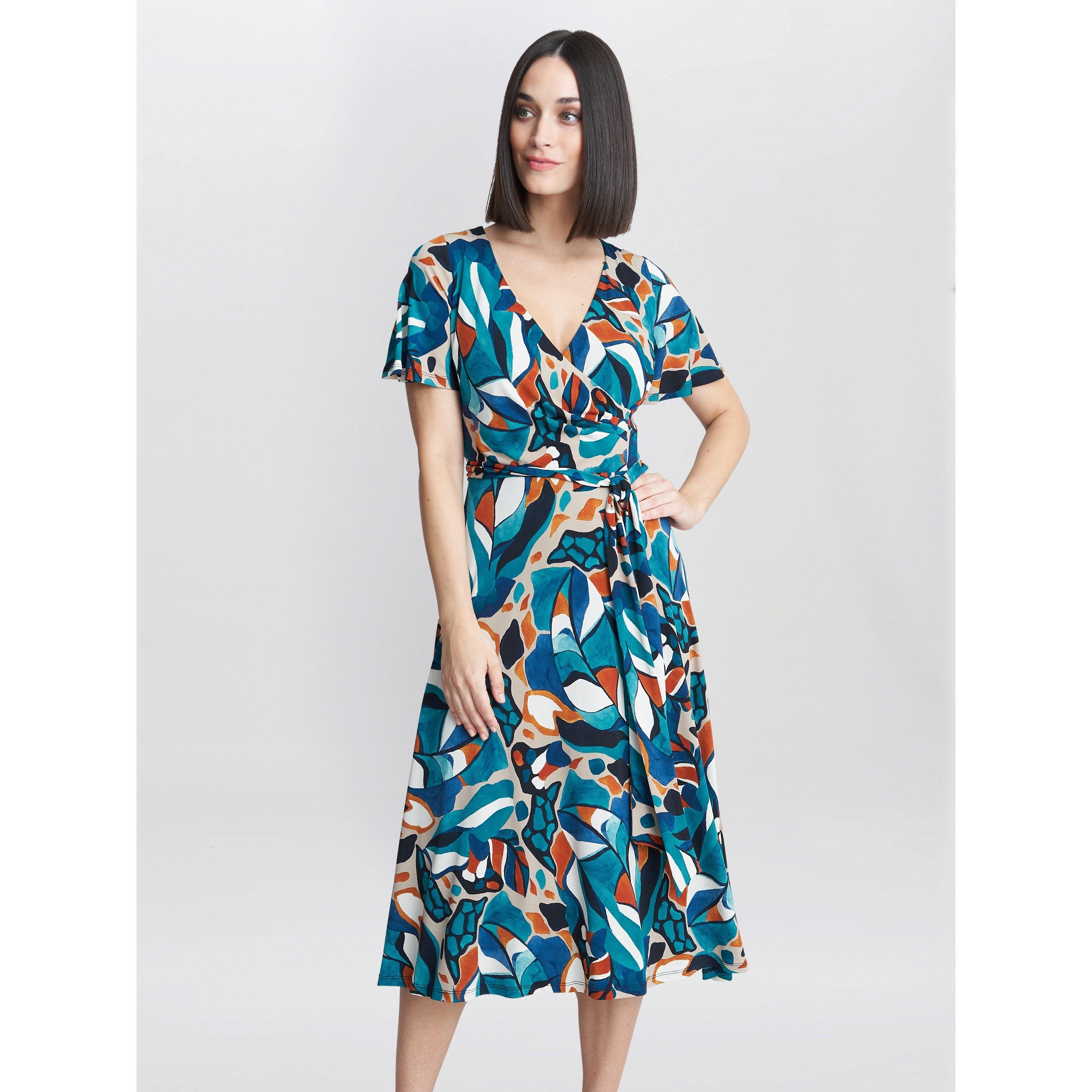Gina Bacconi Women's Eloise Fit And Flare Dress - Turquoise / Bei - 20