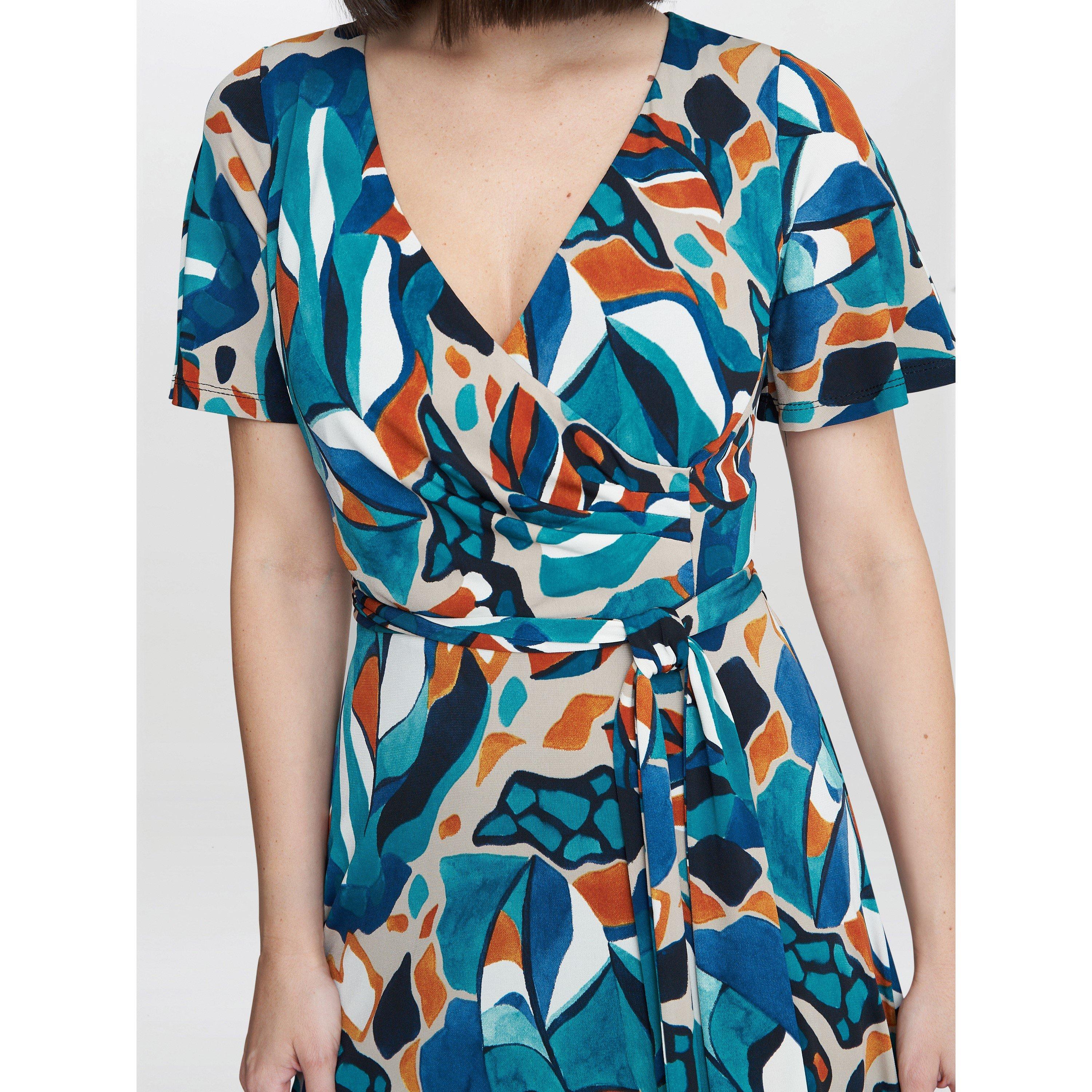 Turquoise / Bei - Gina Bacconi - Eloise Fit And Flare Dress - 5