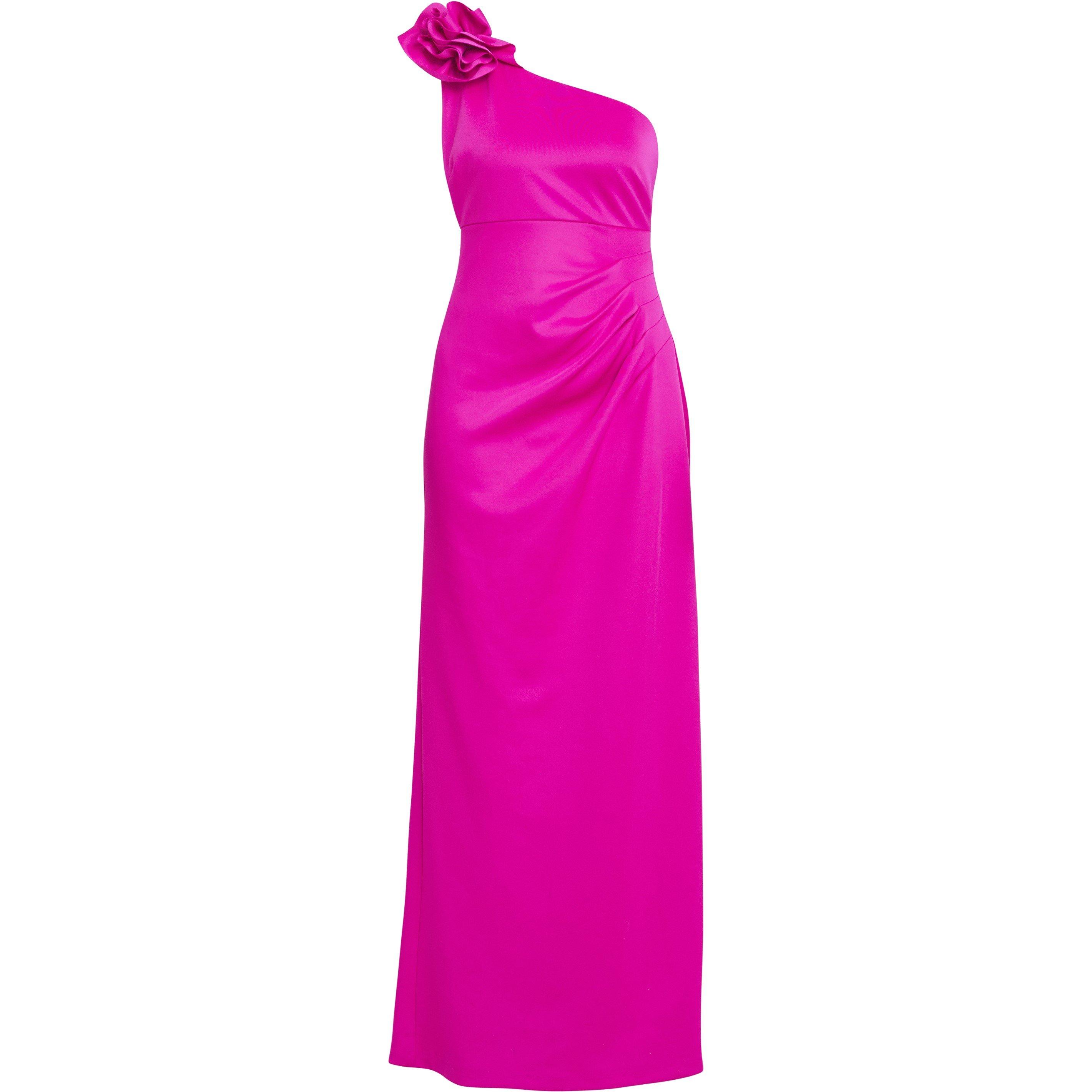 Fuchsia - Gina Bacconi - Agatha 3D Flower One Shoulder Maxi Dress - 4