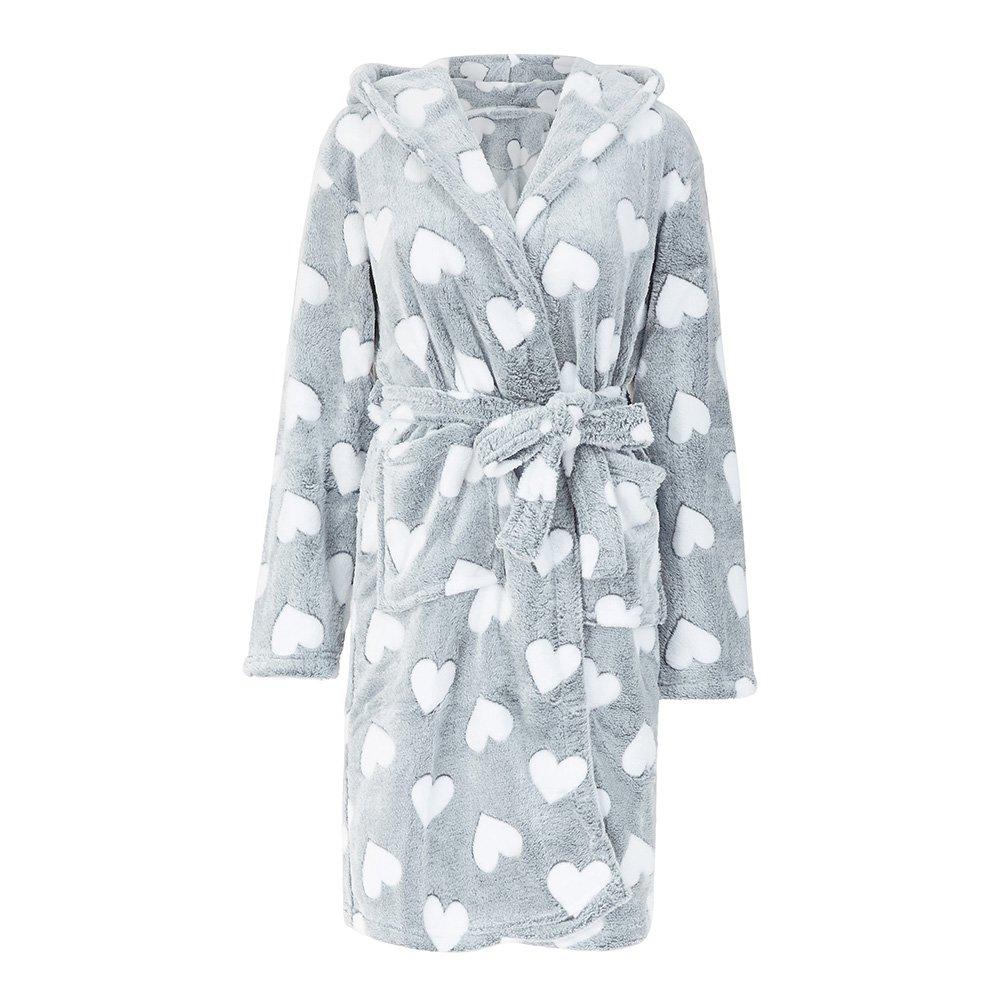 Grey - Yumi - Grey Glittery Heart Robe - 3