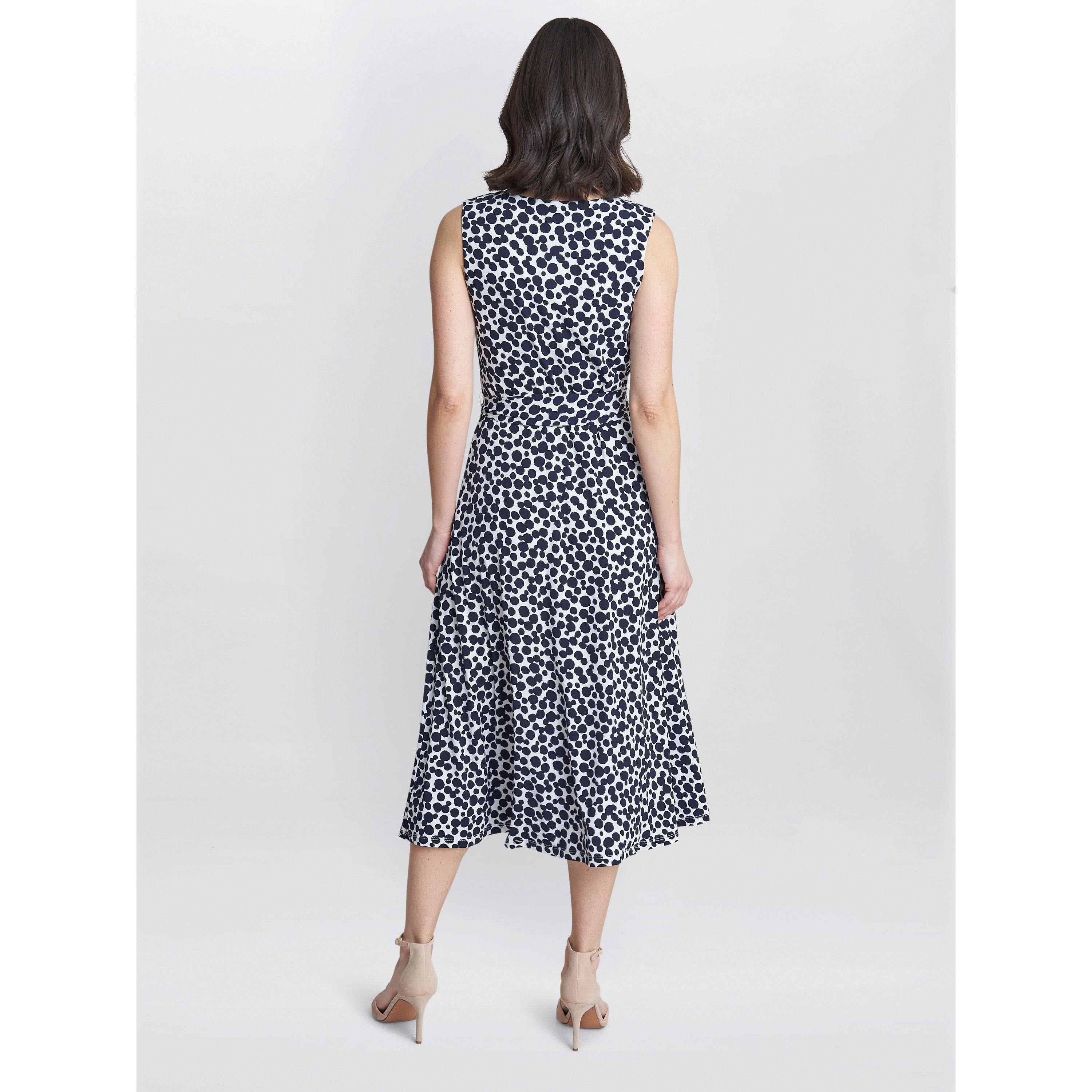 Navy / White - Gina Bacconi - Dolly Fit And Flare Jersey Dress - 2