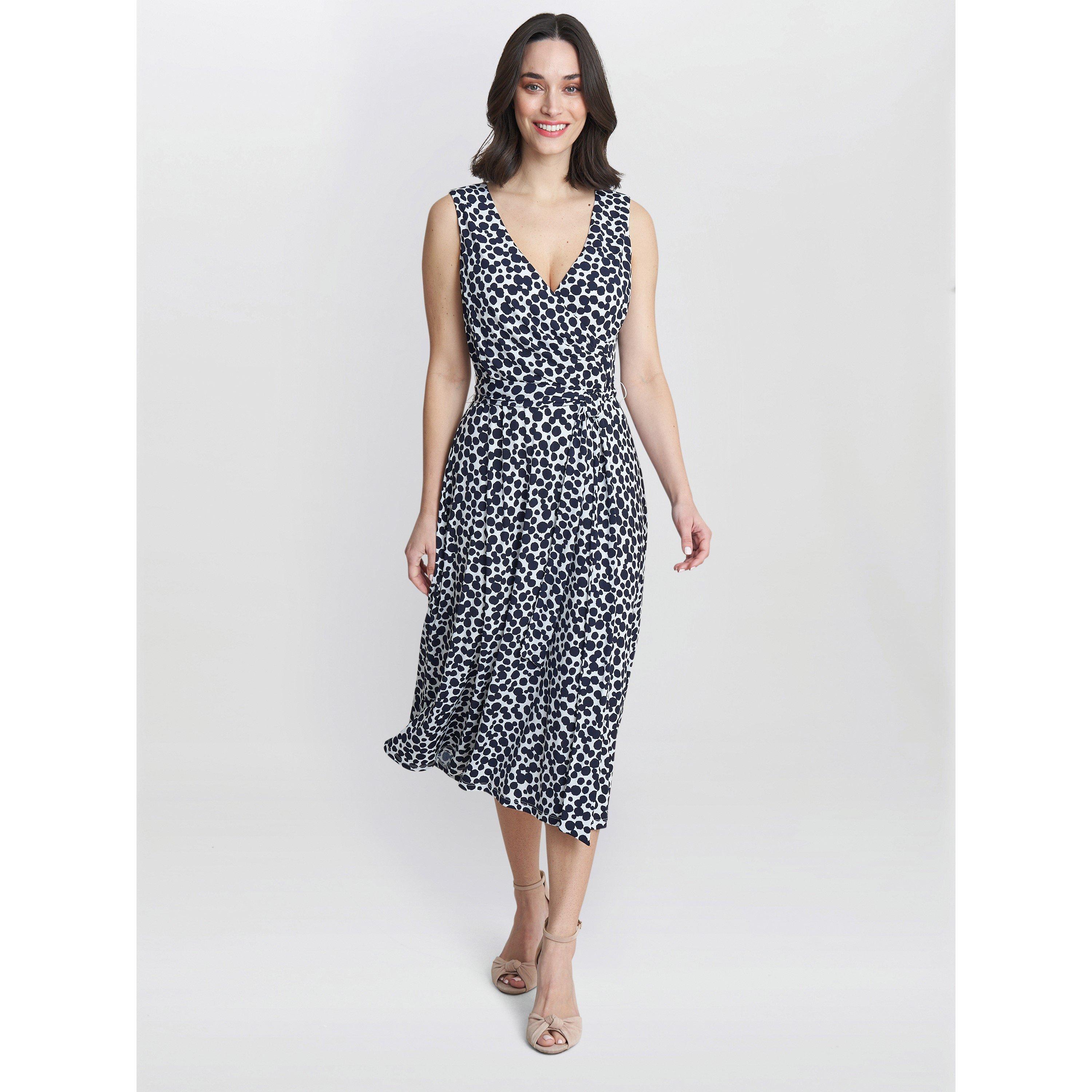 Navy / White - Gina Bacconi - Dolly Fit And Flare Jersey Dress - 3