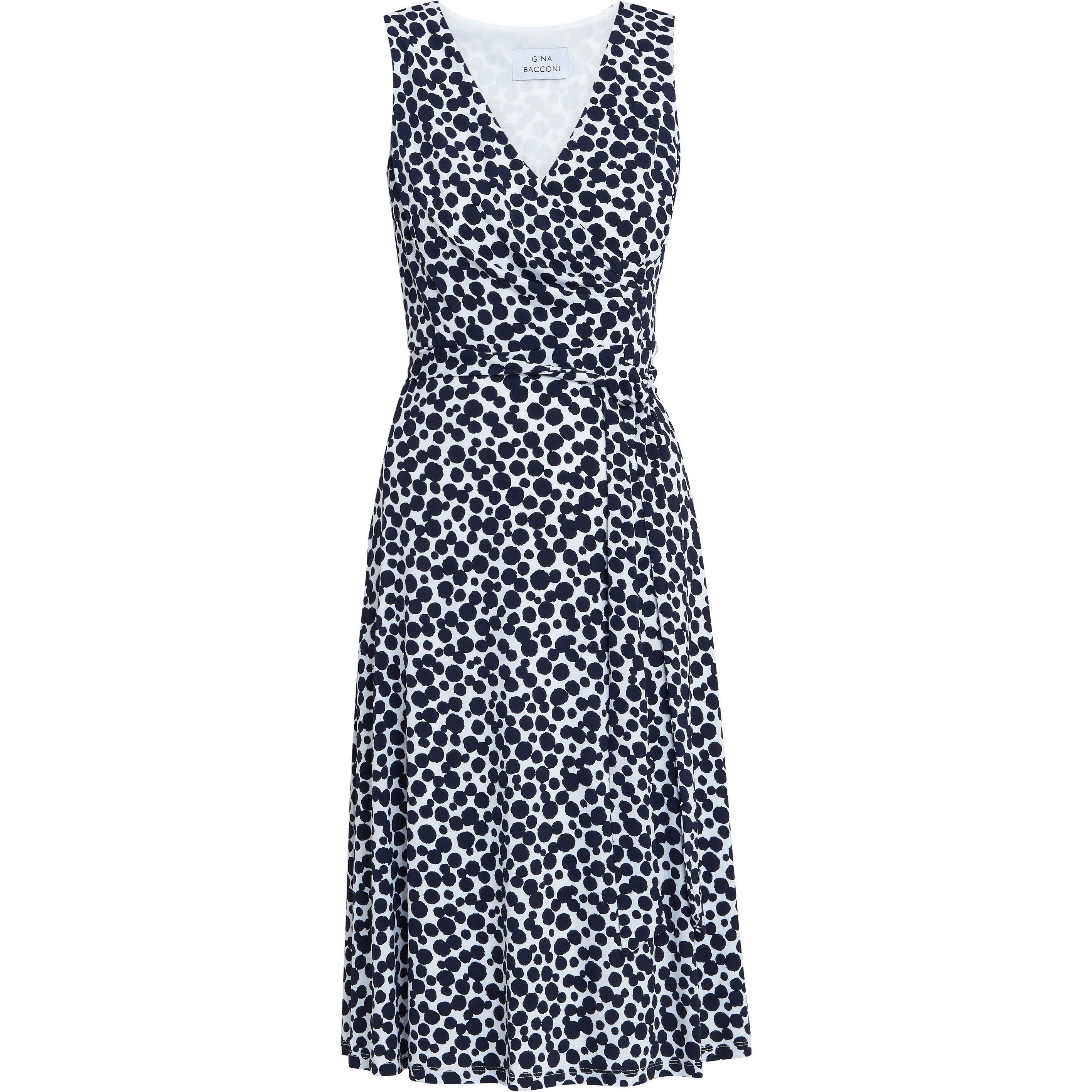 Navy / White - Gina Bacconi - Dolly Fit And Flare Jersey Dress - 4