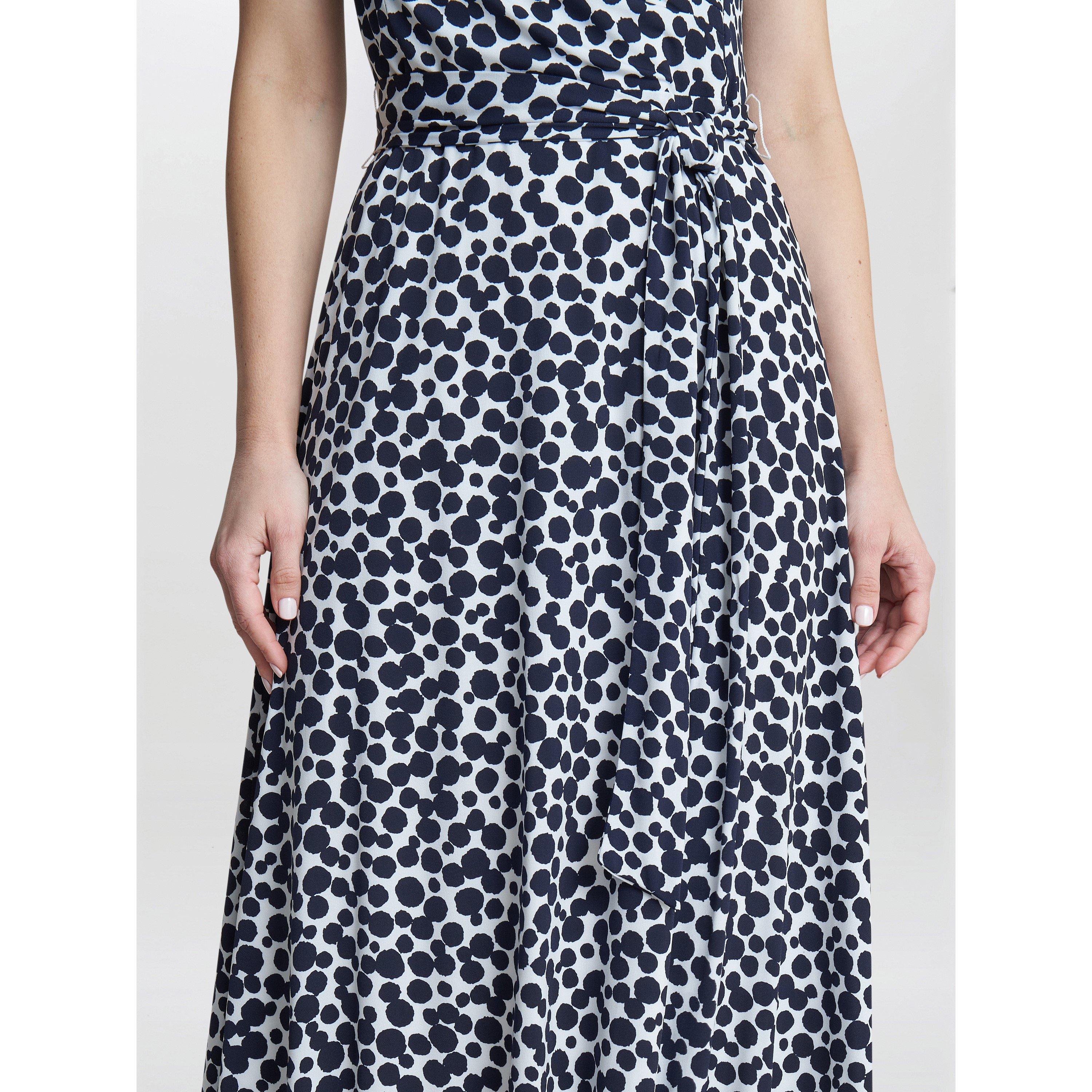 Navy / White - Gina Bacconi - Dolly Fit And Flare Jersey Dress - 5