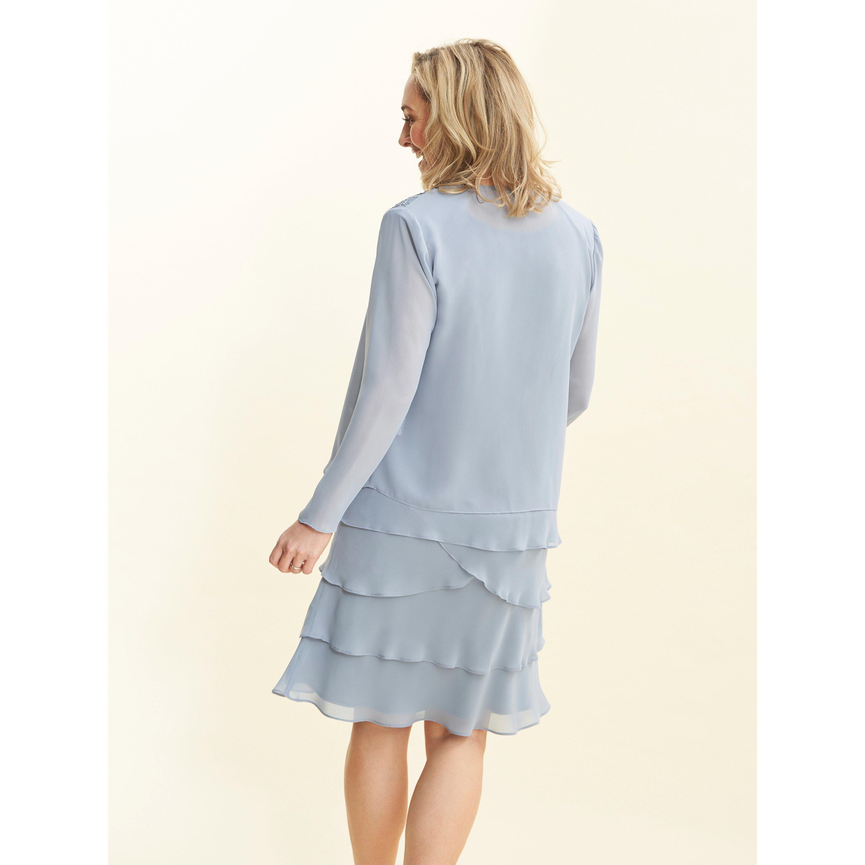 Hydrangea - Gina Bacconi - Camira Lace Shoulder Tier Jacket Dress - 2