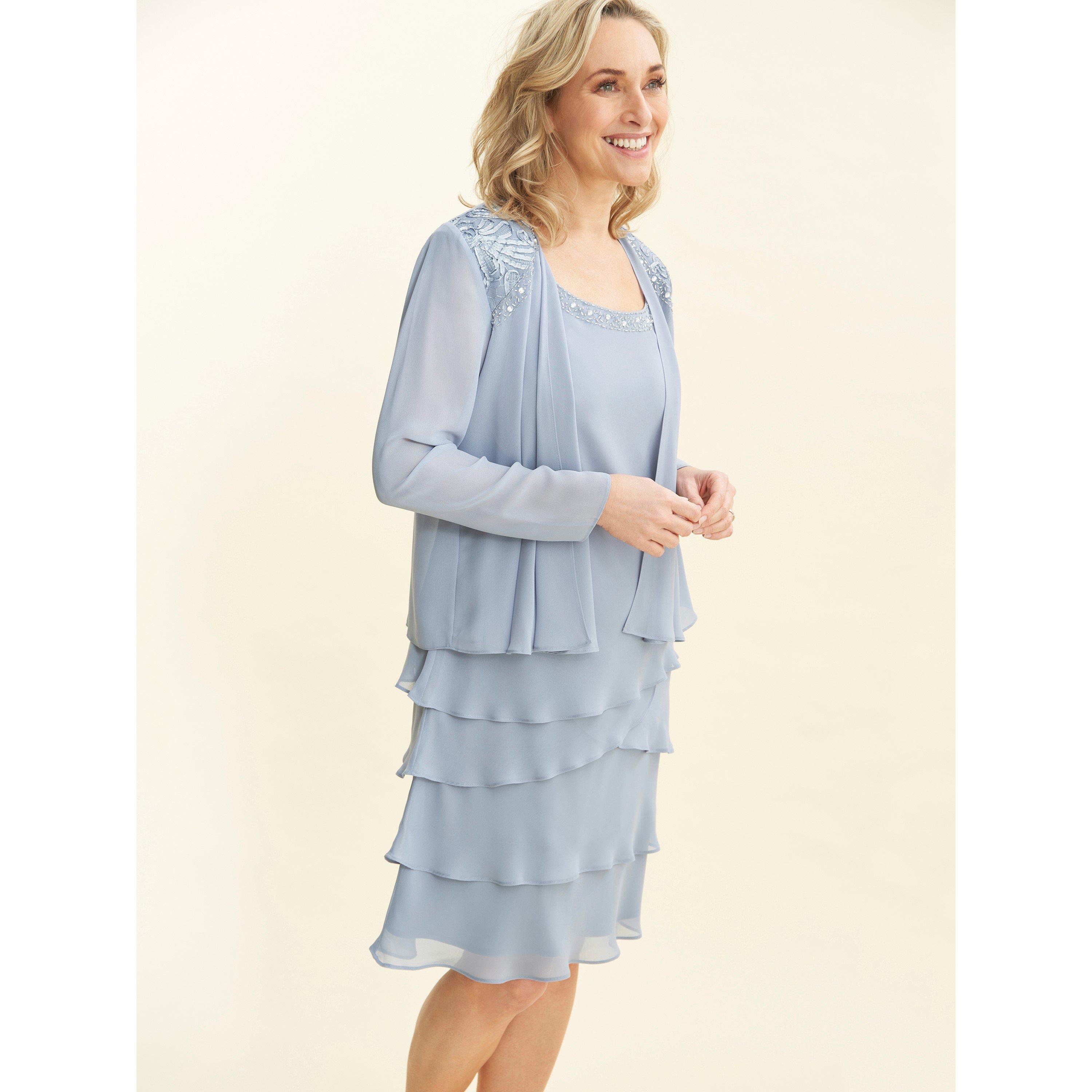 Hydrangea - Gina Bacconi - Camira Lace Shoulder Tier Jacket Dress - 3