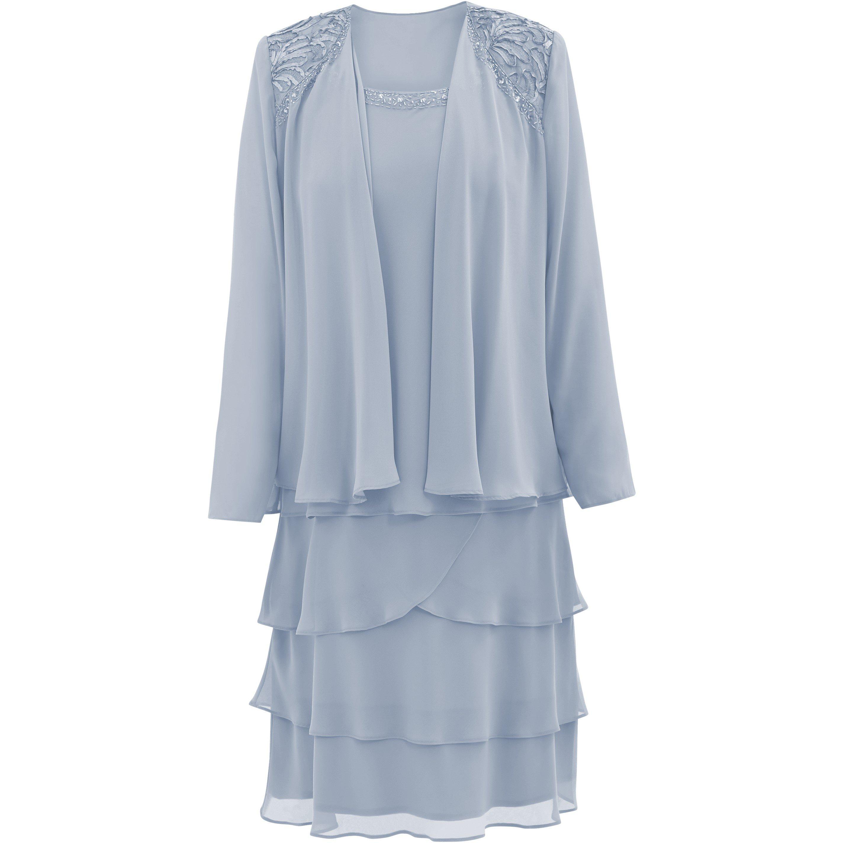 Hydrangea - Gina Bacconi - Camira Lace Shoulder Tier Jacket Dress - 4