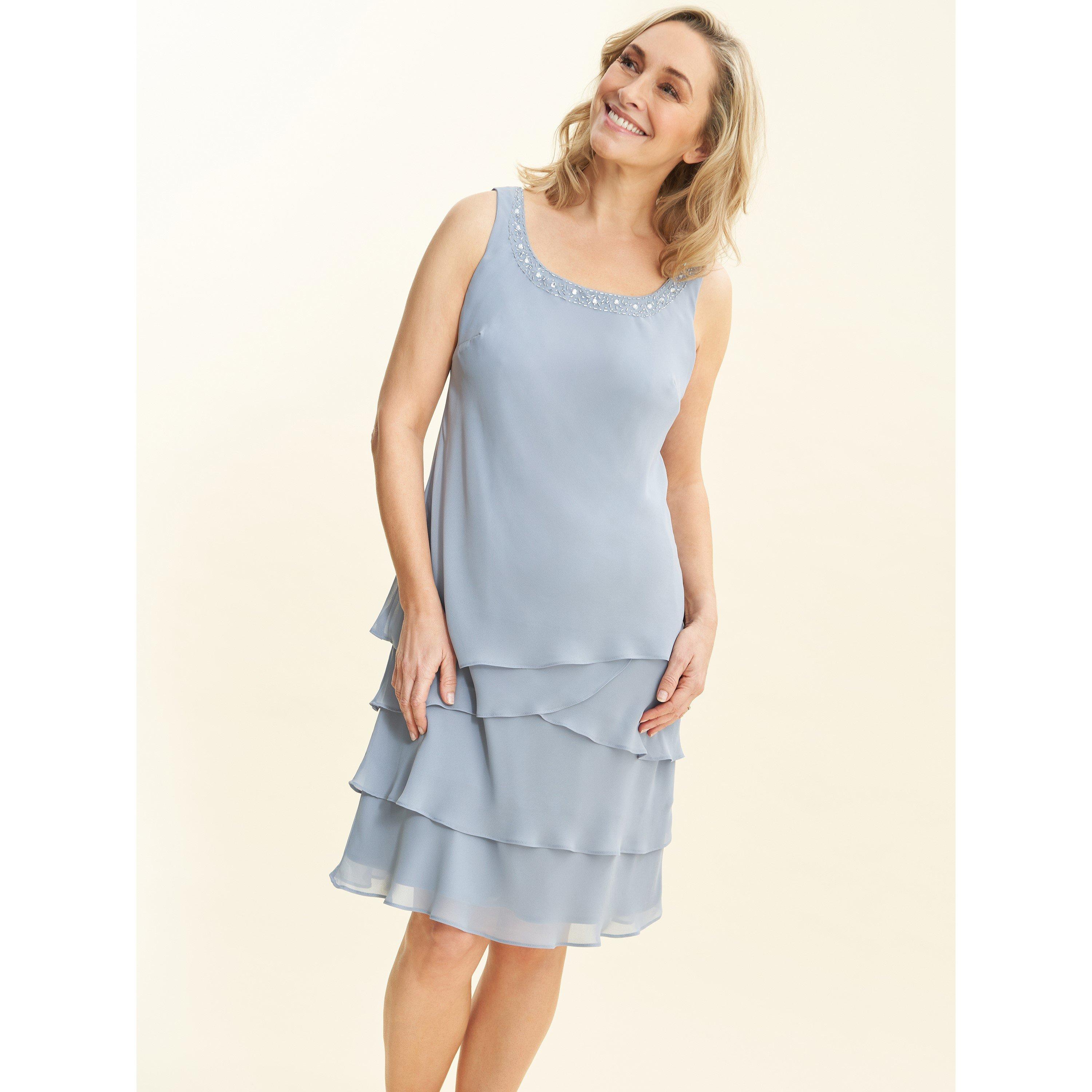 Hydrangea - Gina Bacconi - Camira Lace Shoulder Tier Jacket Dress - 6