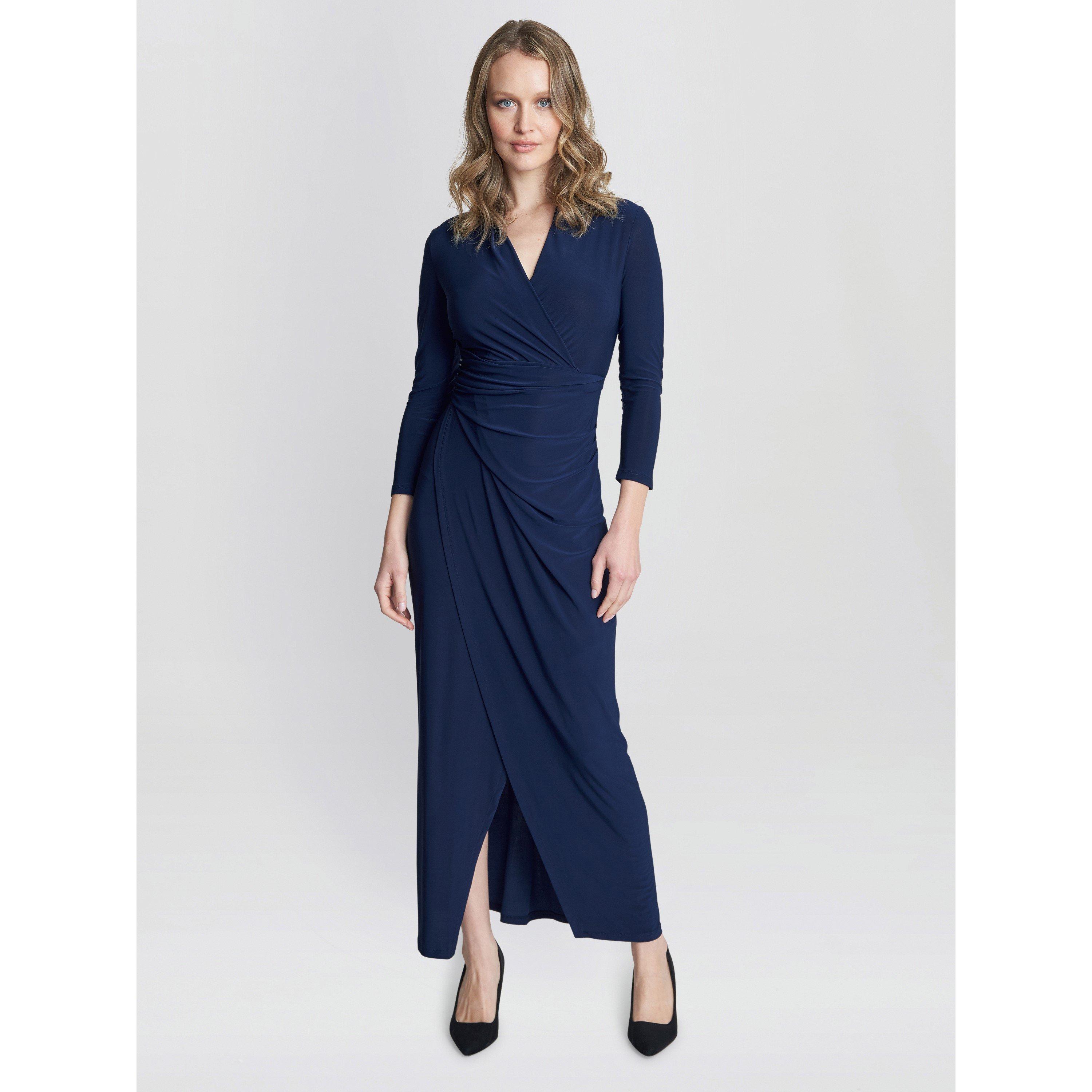 Navy - Gina Bacconi - Hilary Jersey Wrap Maxi Dress - 3