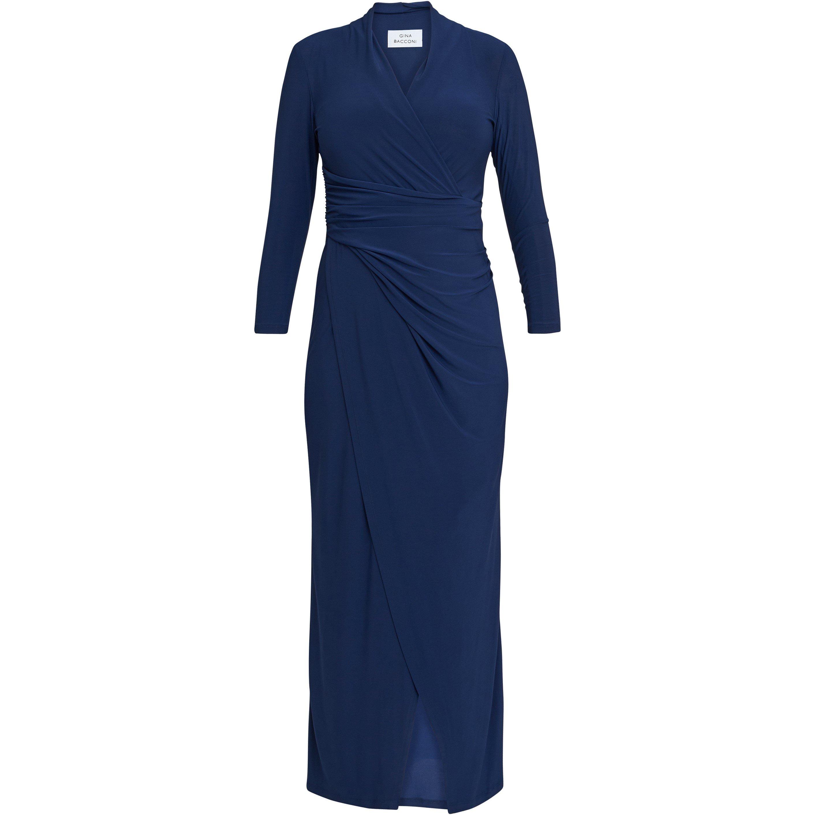 Navy - Gina Bacconi - Hilary Jersey Wrap Maxi Dress - 4