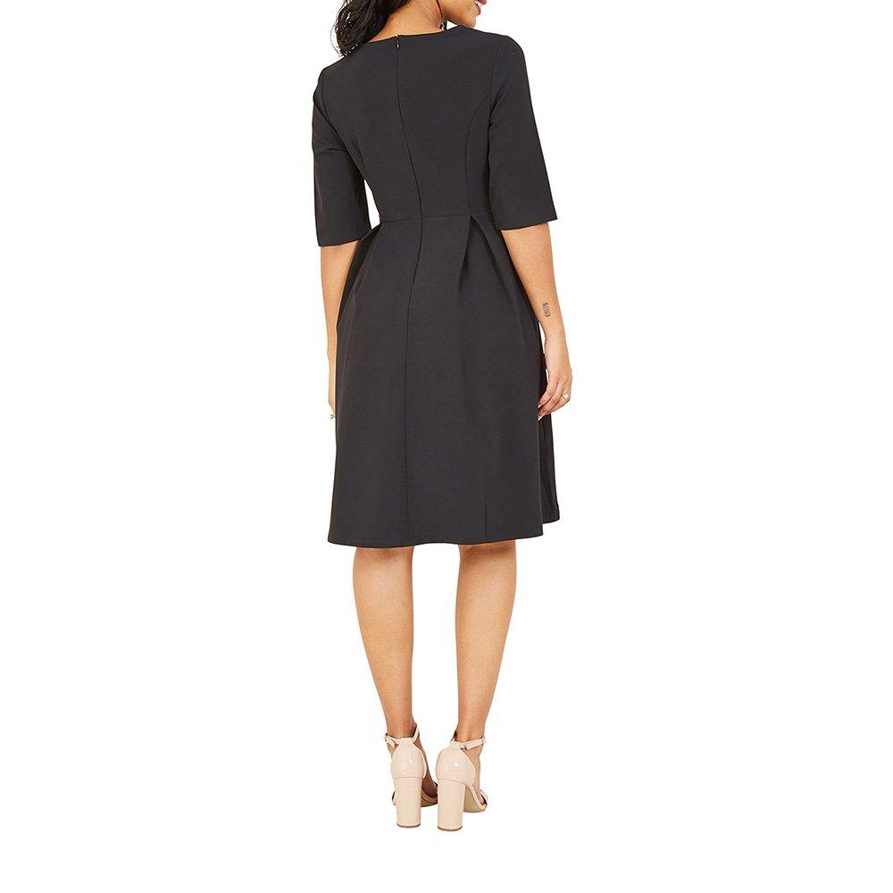 Black - Yumi - Button Skater Dress In Black - 3