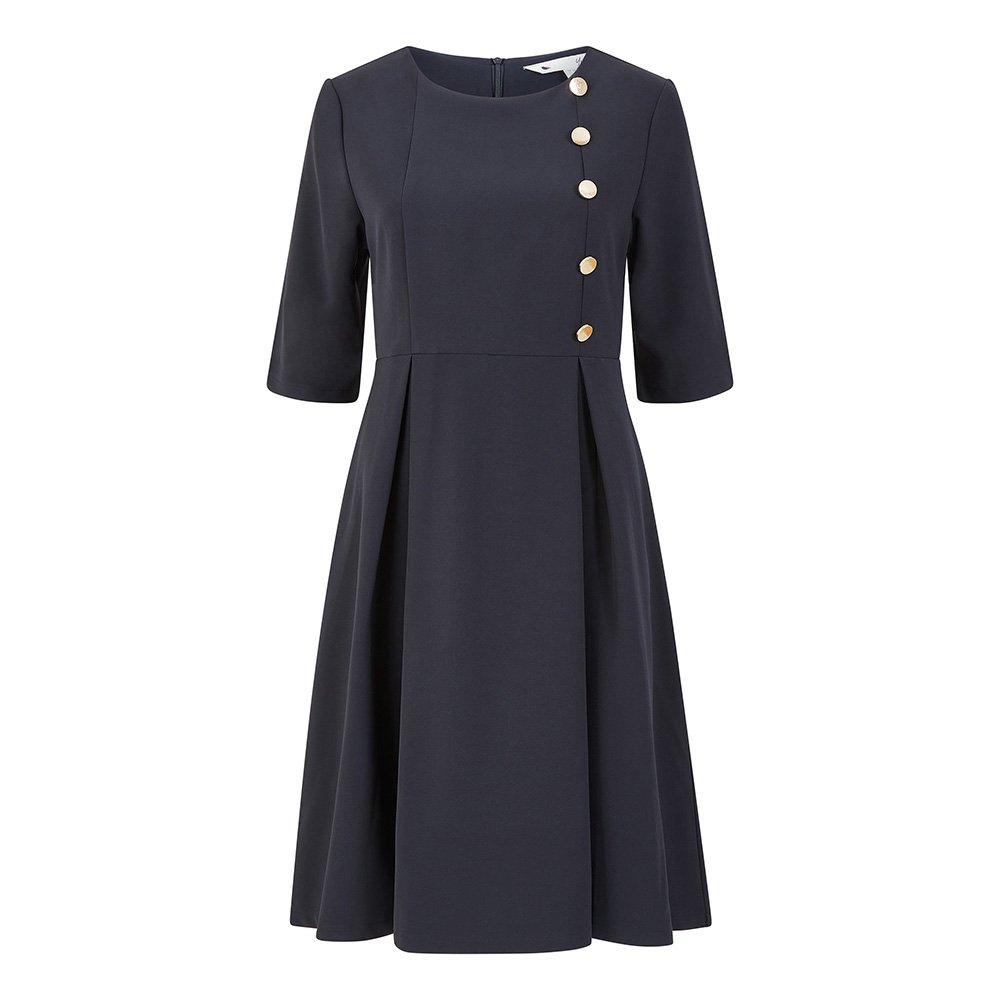 Black - Yumi - Button Skater Dress In Black - 4