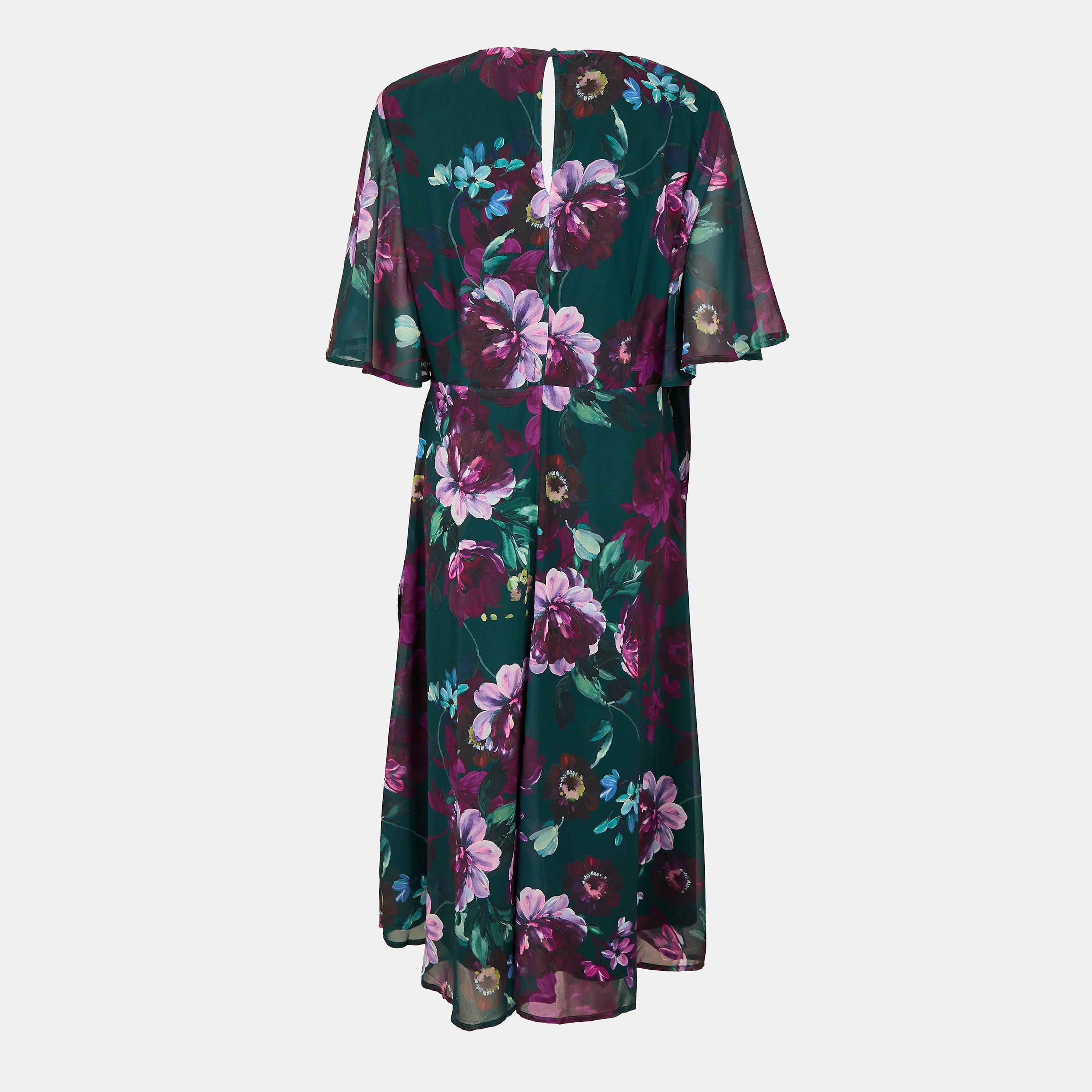 Green - Yumi - Green Floral Midi Dress - 2