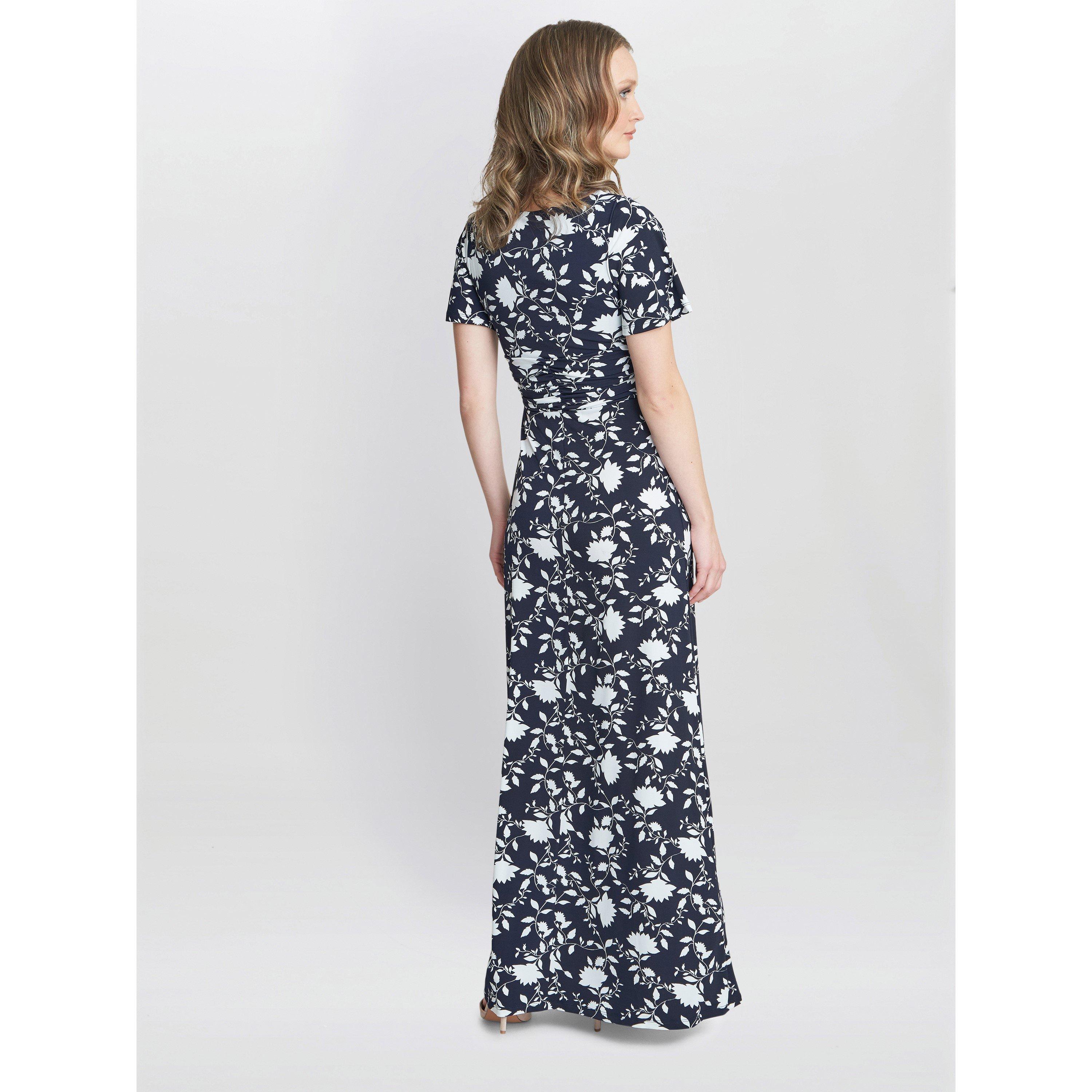 Navy / White - Gina Bacconi - Women's Faye Jersey Party Maxi Dress - 2