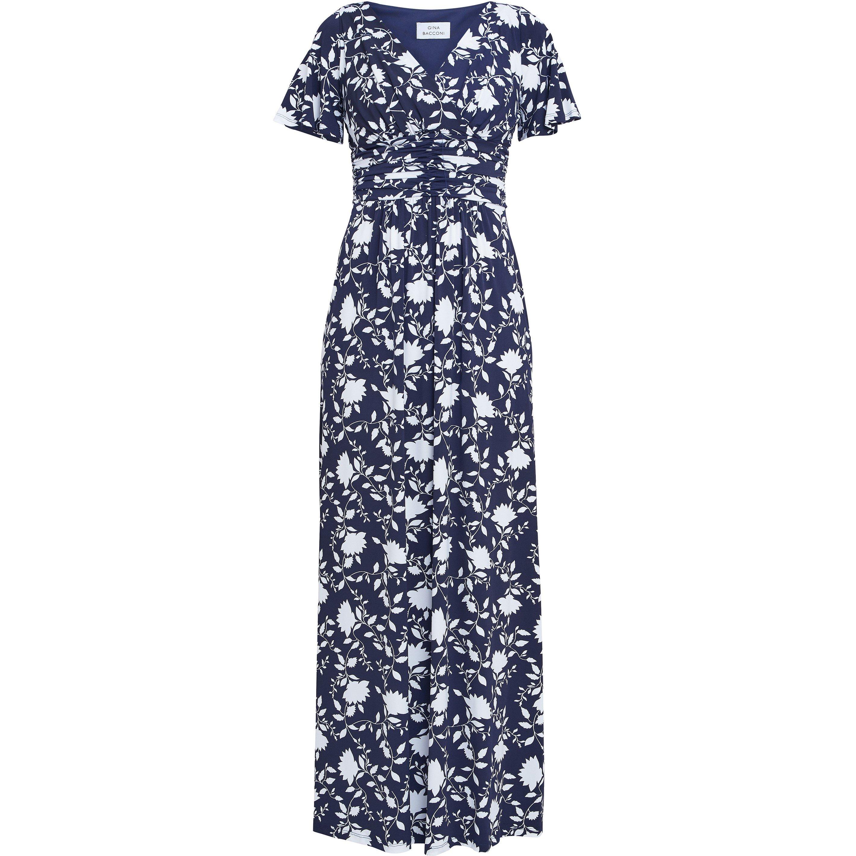 Navy / White - Gina Bacconi - Women's Faye Jersey Party Maxi Dress - 3