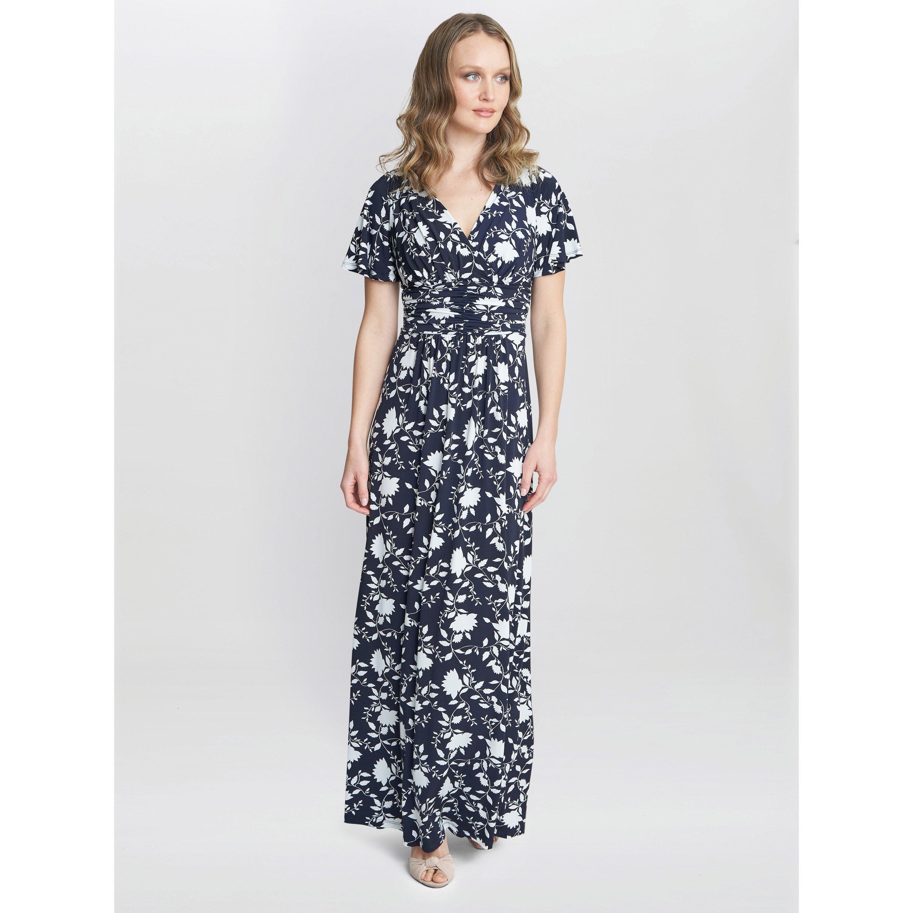 Navy / White - Gina Bacconi - Women's Faye Jersey Party Maxi Dress - 5