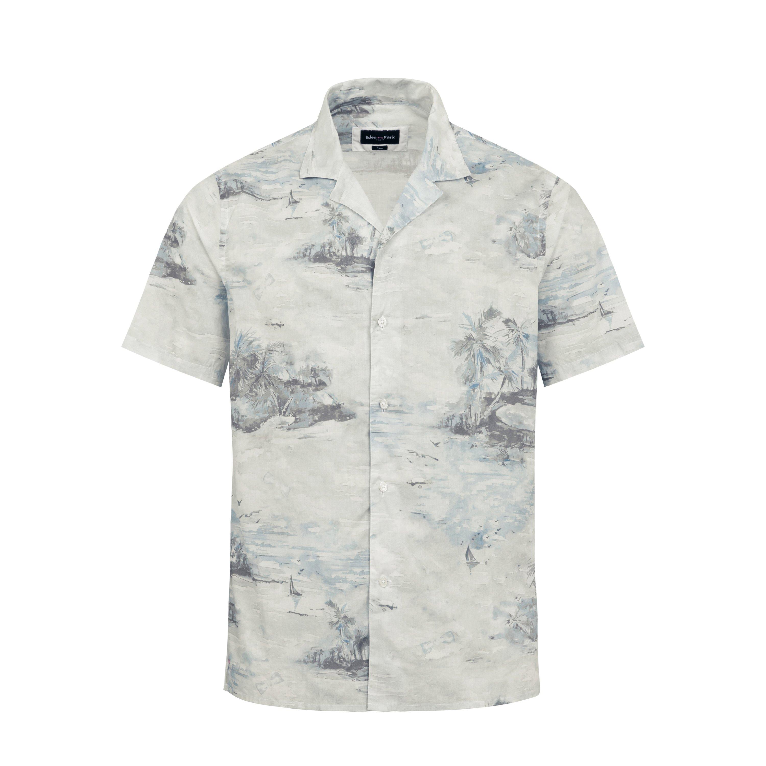 Eden Park Men's Shirt With Exclusive Palm Trees Print - Blc8 - 4XL