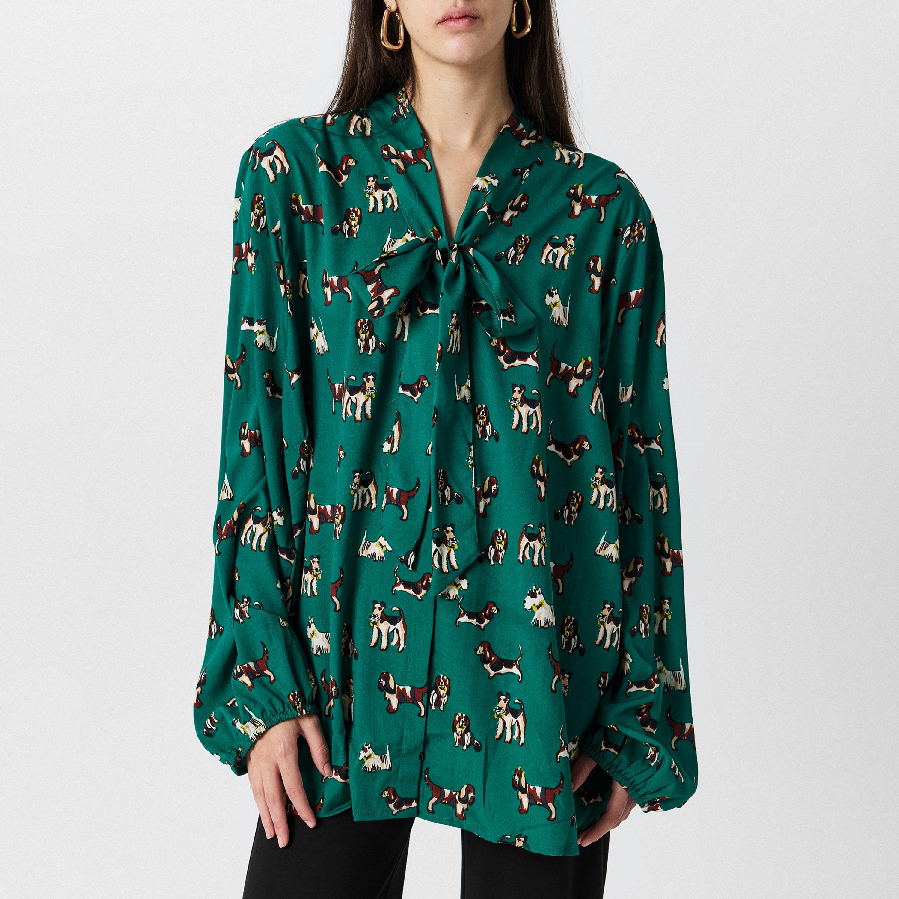 Green - Yumi - Green Dog Blouse - 3